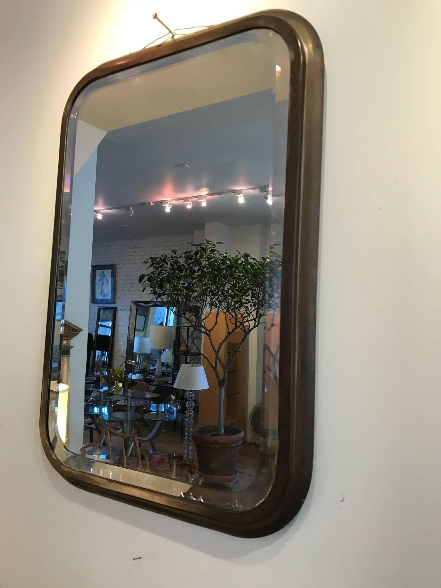 Beveled Mirror with Brass Frame 4