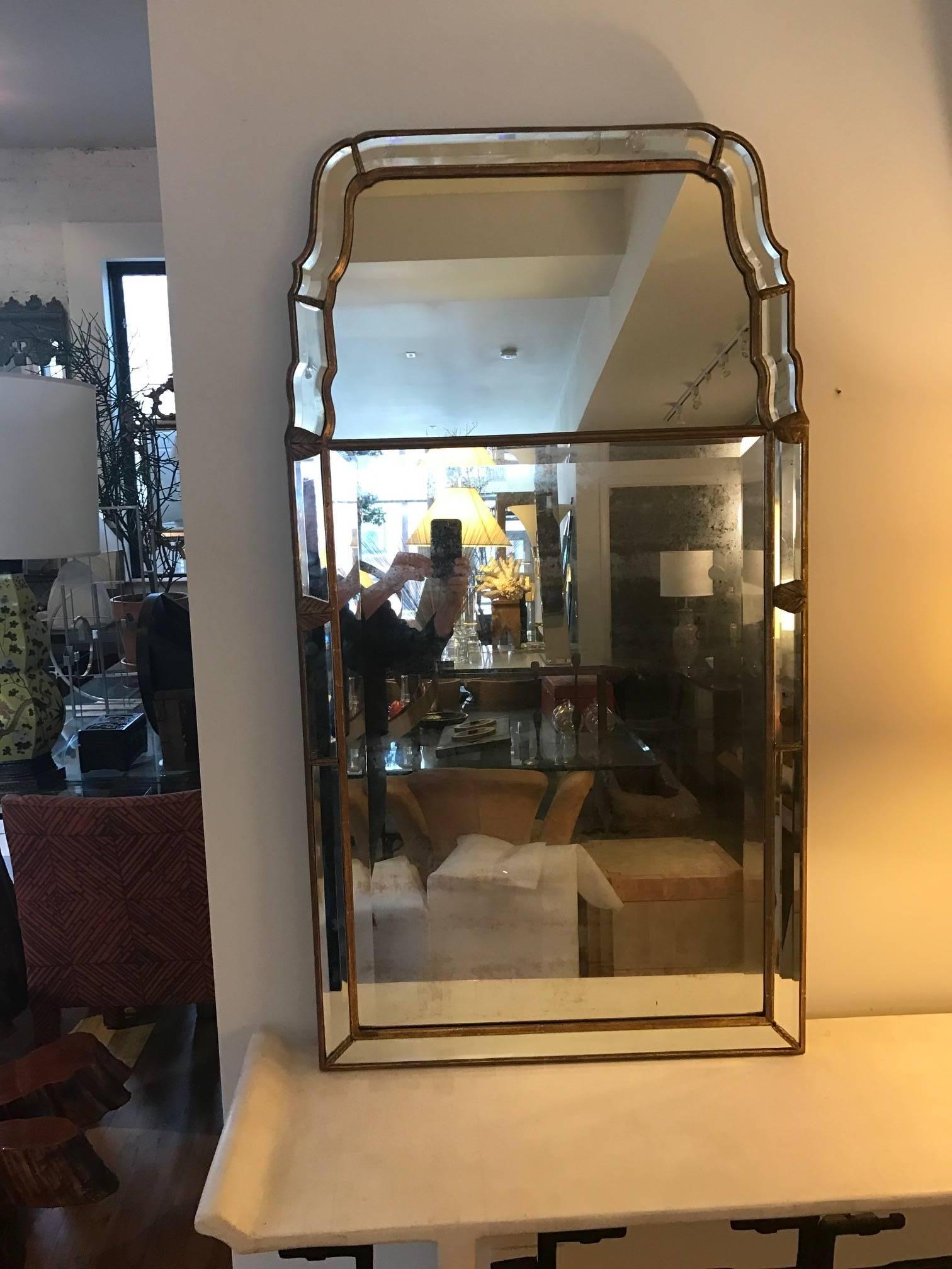 Hand-Crafted Queen Anne Style Beveled Giltwood Mirror by Mirror Fair