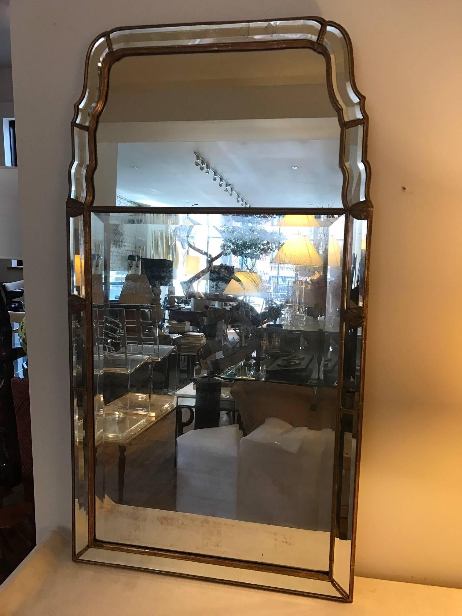 20th Century Queen Anne Style Beveled Giltwood Mirror by Mirror Fair