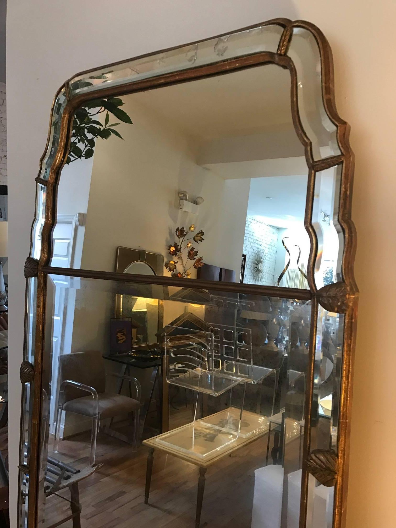 Queen Anne Style Beveled Giltwood Mirror by Mirror Fair 1