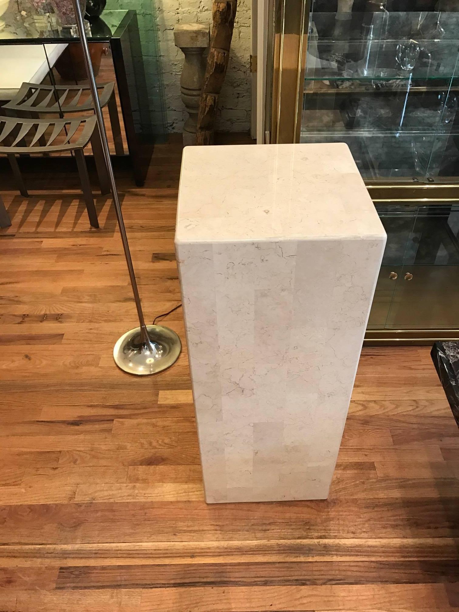 Mid-Century Modern Tessellated Stone Large Pedestal in the Manner of Karl Springer