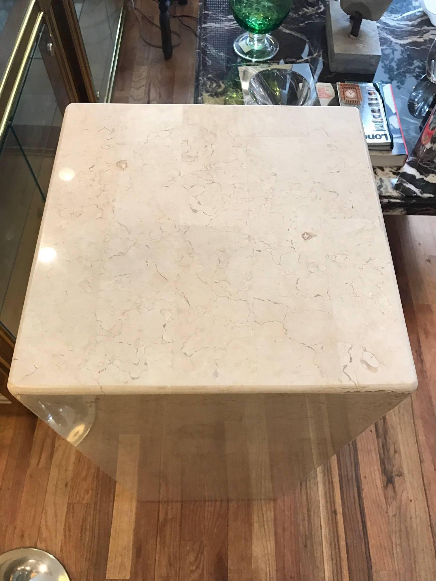 Tessellated Stone Large Pedestal in the Manner of Karl Springer In Good Condition In Chicago, IL