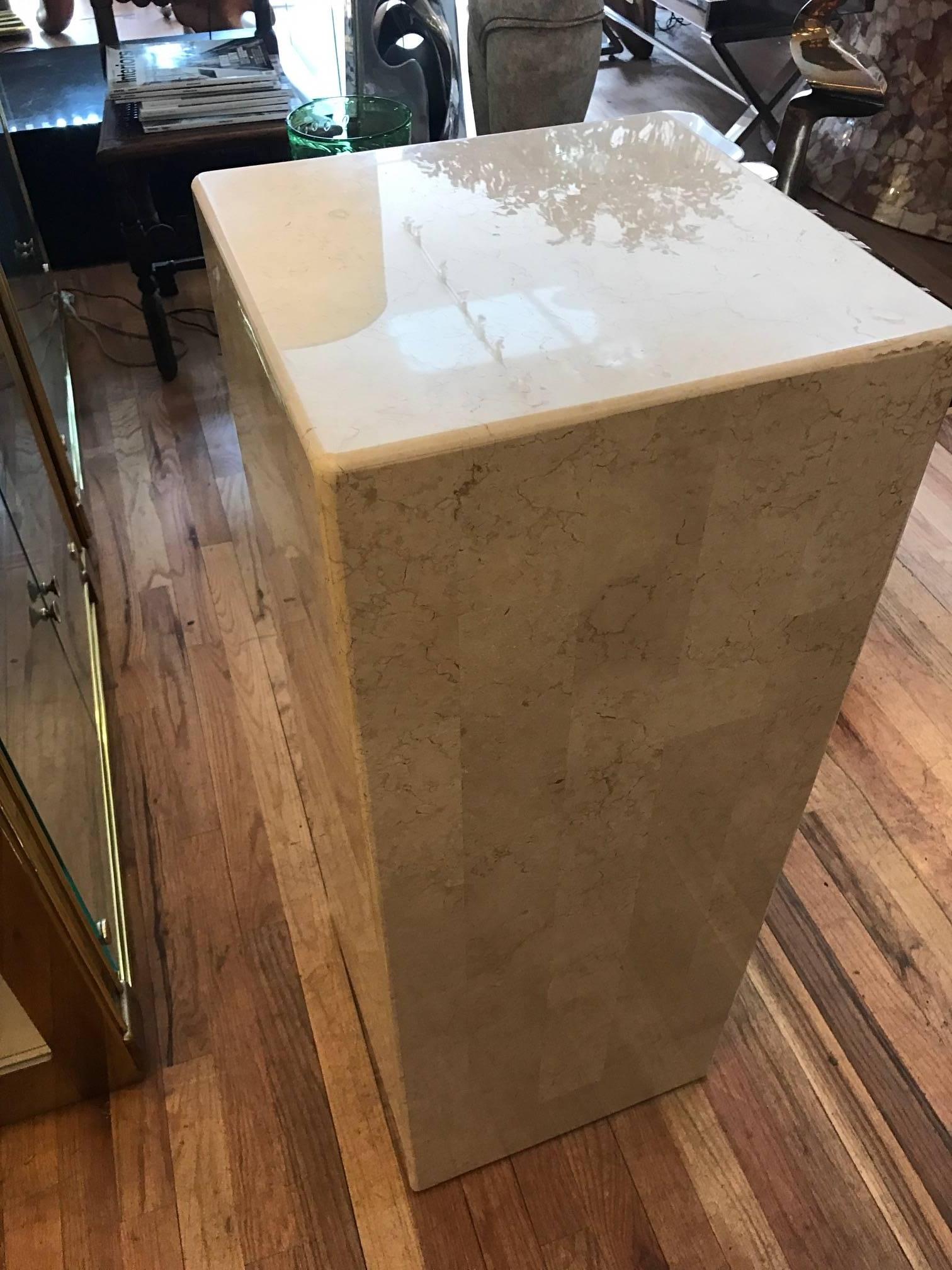 Late 20th Century Tessellated Stone Large Pedestal in the Manner of Karl Springer