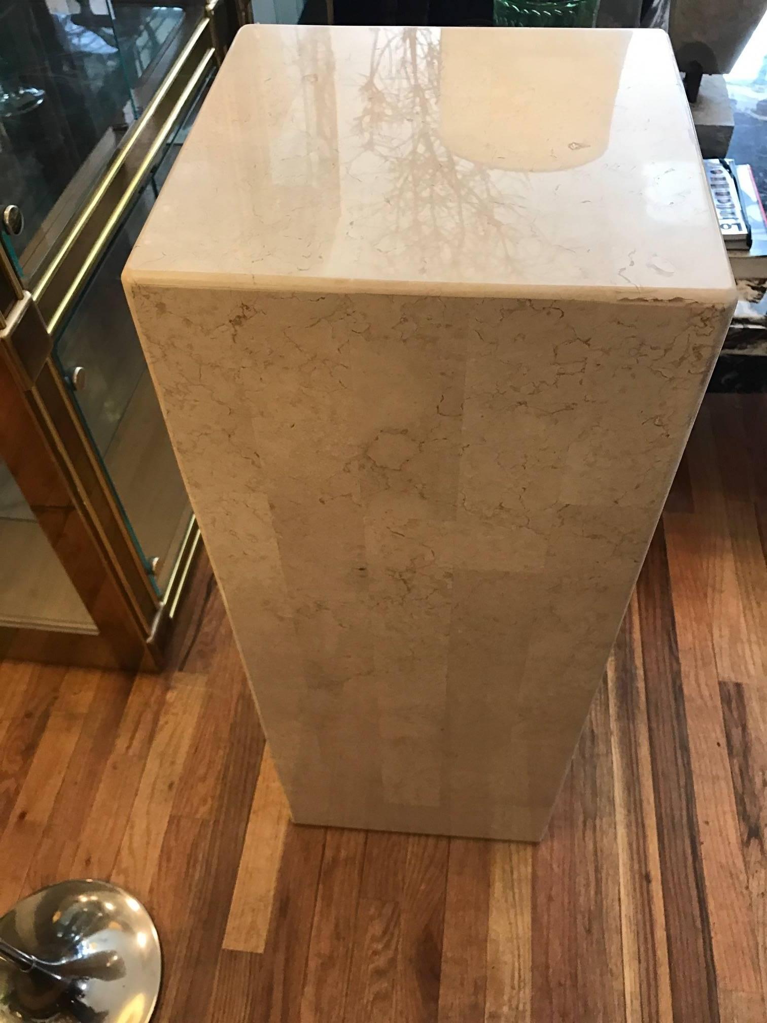 Tessellated Stone Large Pedestal in the Manner of Karl Springer 1