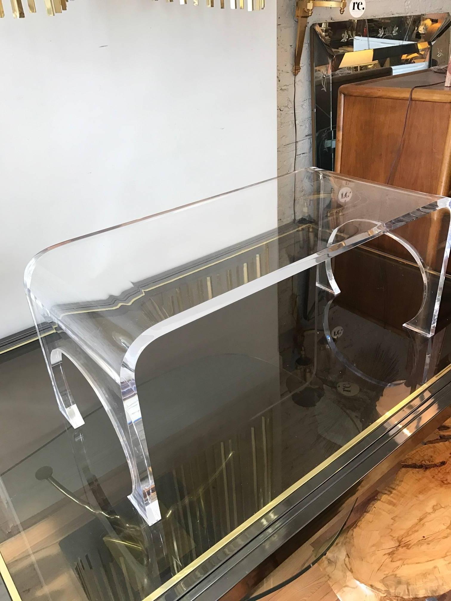 American Lucite Waterfall Coffee Table in the Manner of Charles Hollis Jones
