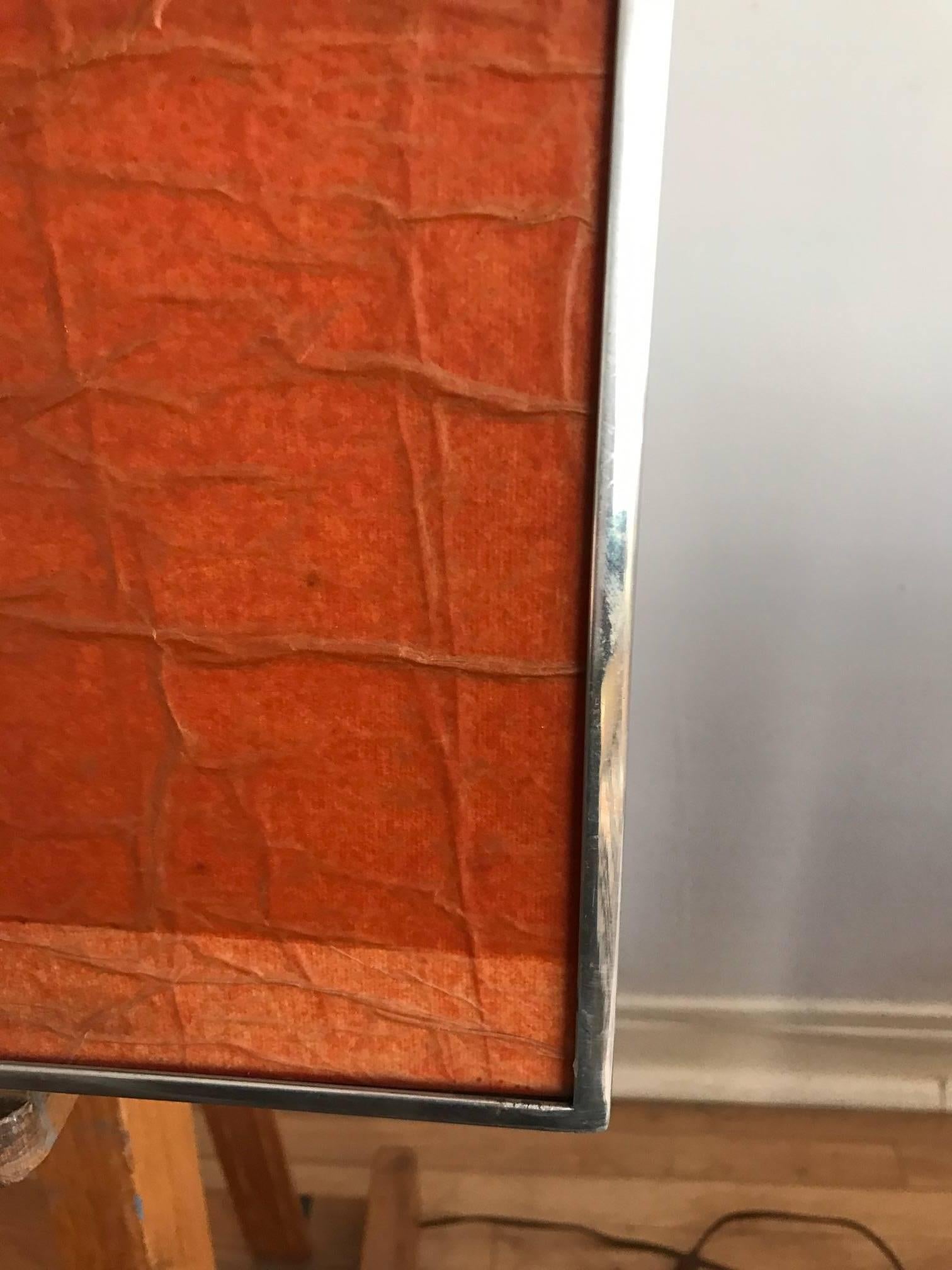 Abstract Geometric Mid-Century Orange Painting In Good Condition For Sale In Chicago, IL