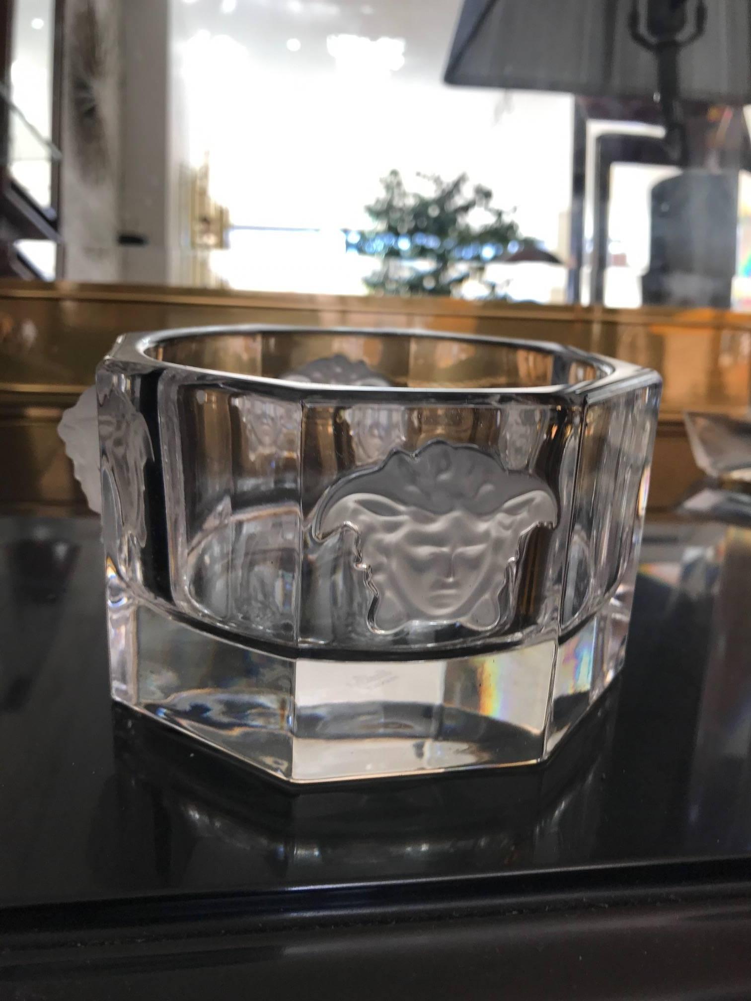 Versace Medusa Lumiere Crystal Bottle Coaster Rosenthal In Good Condition In Chicago, IL