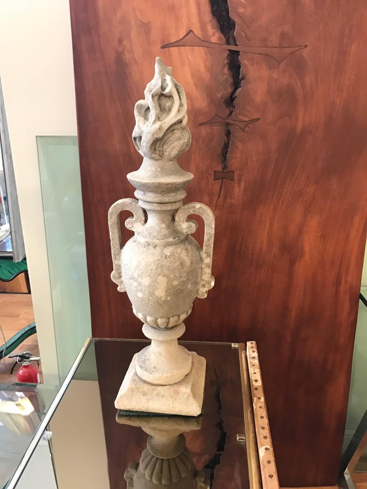 Carved Neoclassic Italian Marble Urn 19th Century Architectural Element