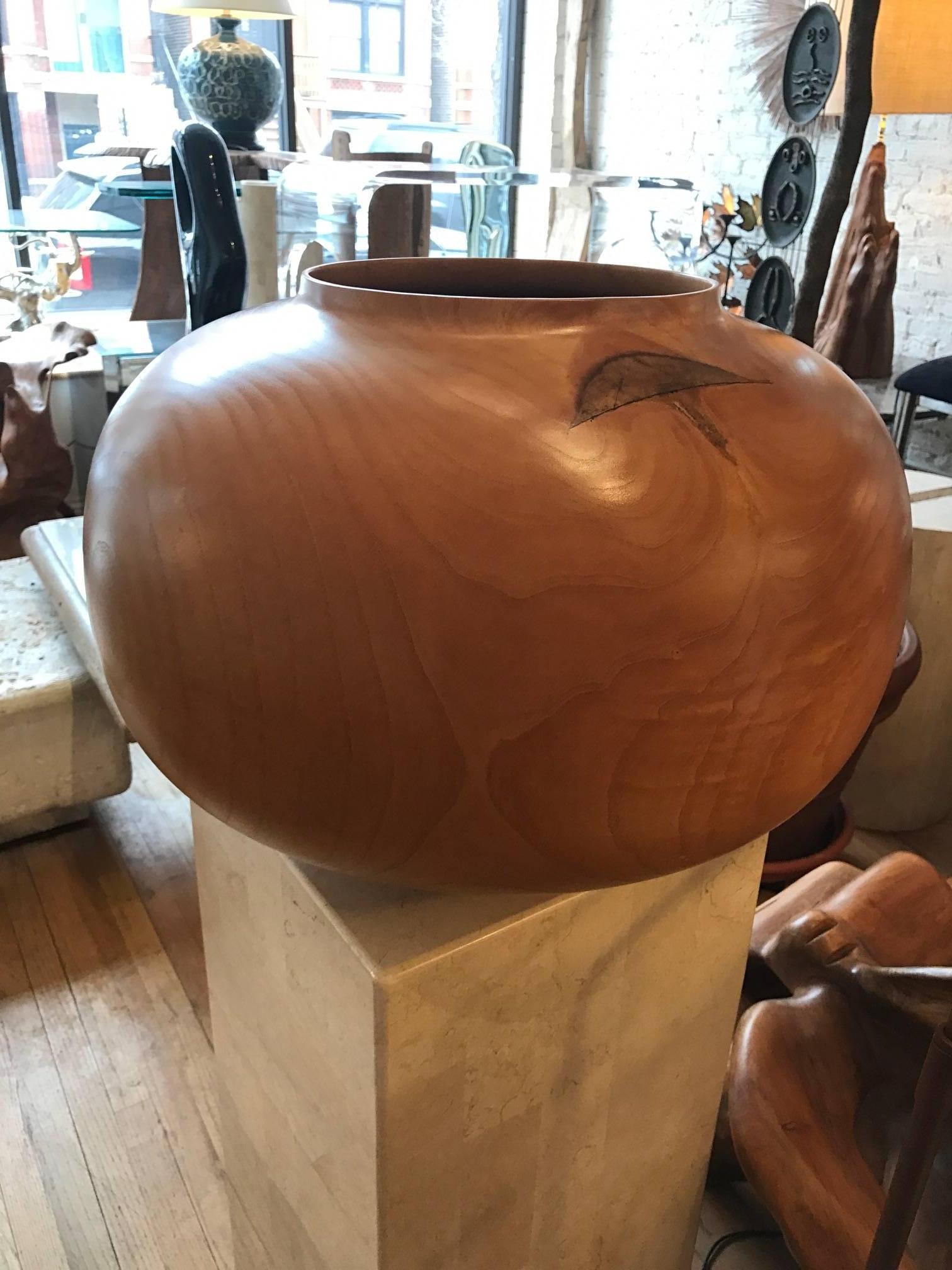 Late 20th Century Monumental  Wood  Vessel by Rene Mergroz