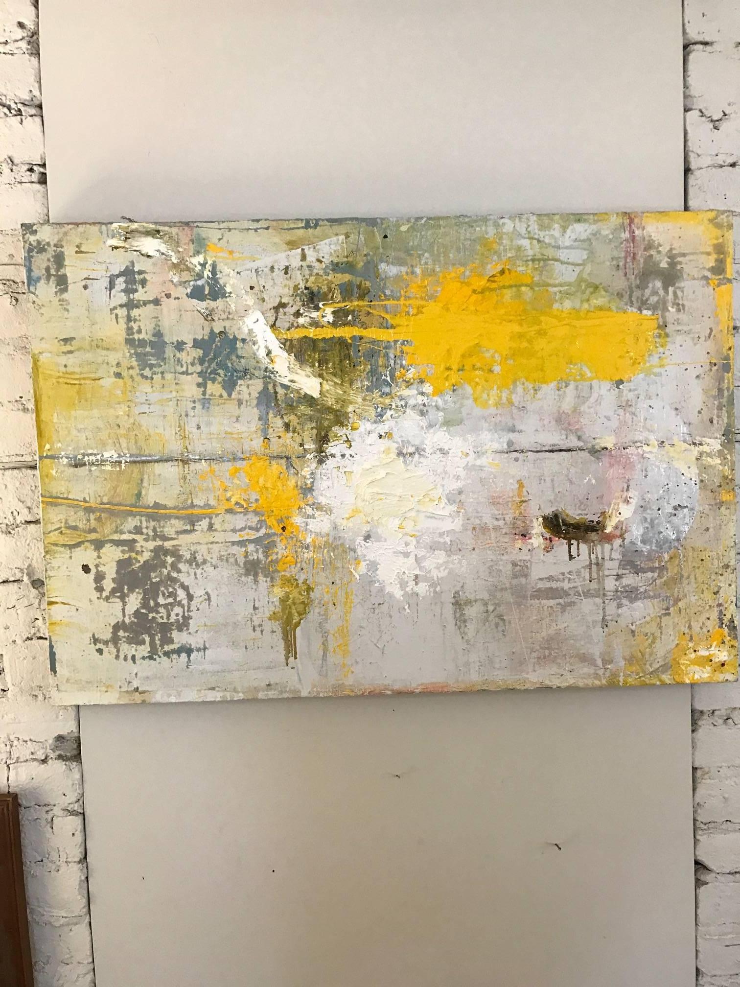 A modern dynamic multicolored painting in heavily textured oils by Chicago artist Jay Miller. This powerful work would complement well a modern or Classic interior.