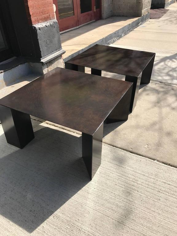 Pair of Burled Wood Coffee Tables by Don Powell and Robert Kleinschmidt