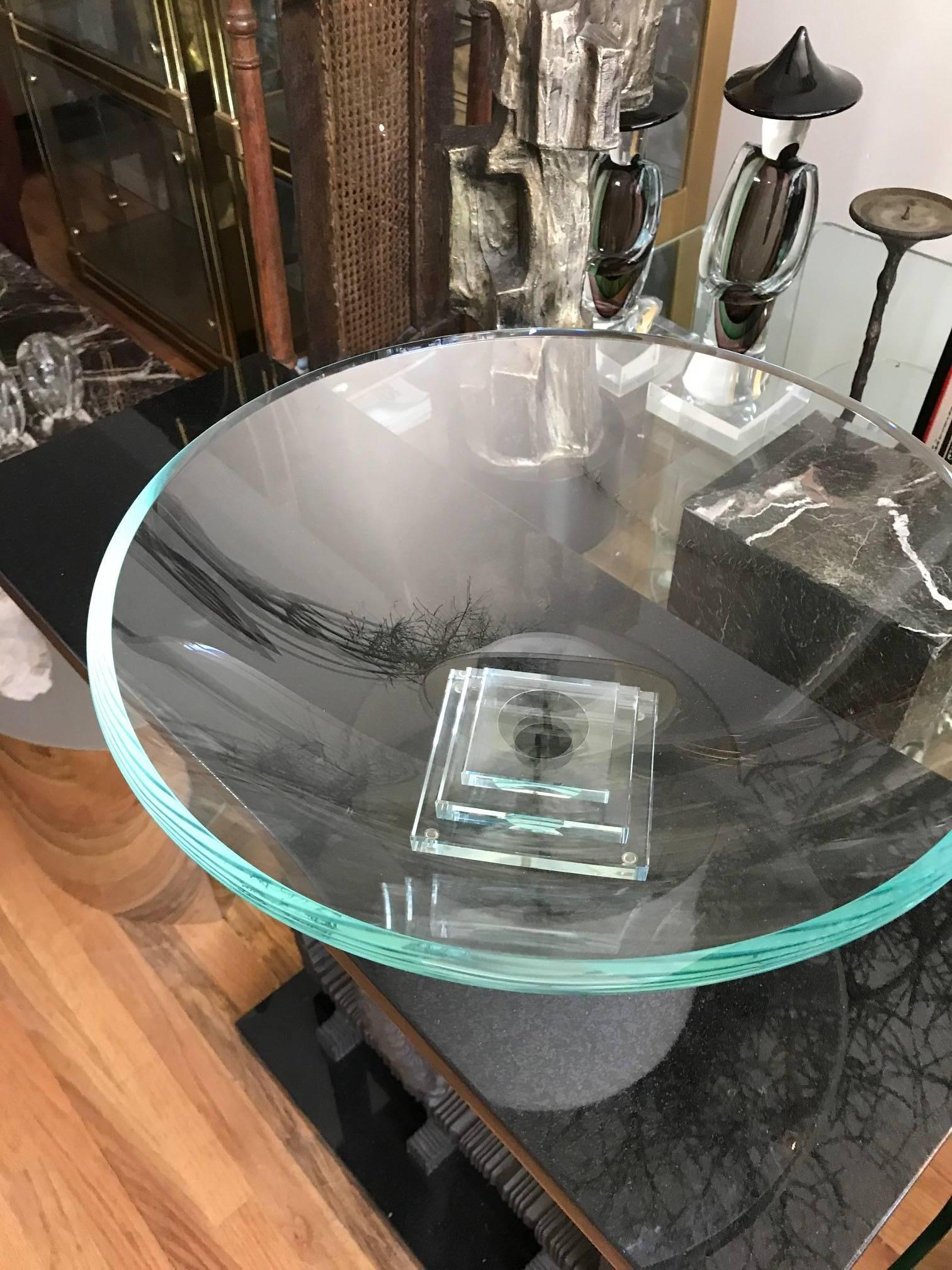 American Stueben Style Thick Glass Centerpiece Bowl 