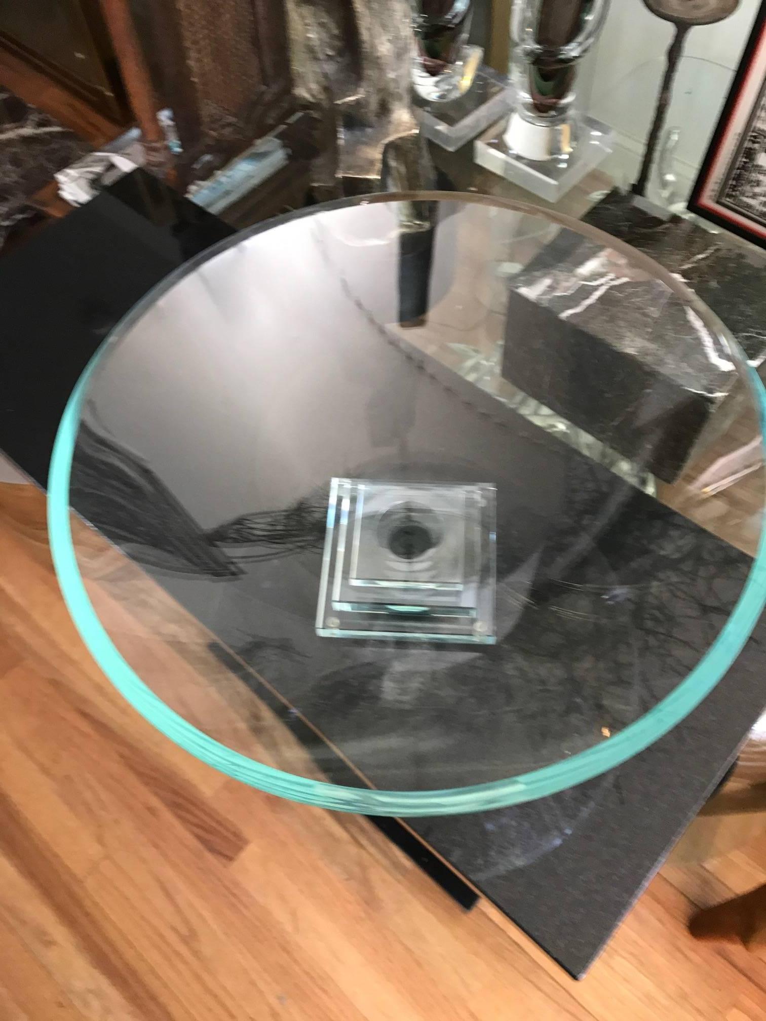 Late 20th Century Stueben Style Thick Glass Centerpiece Bowl 