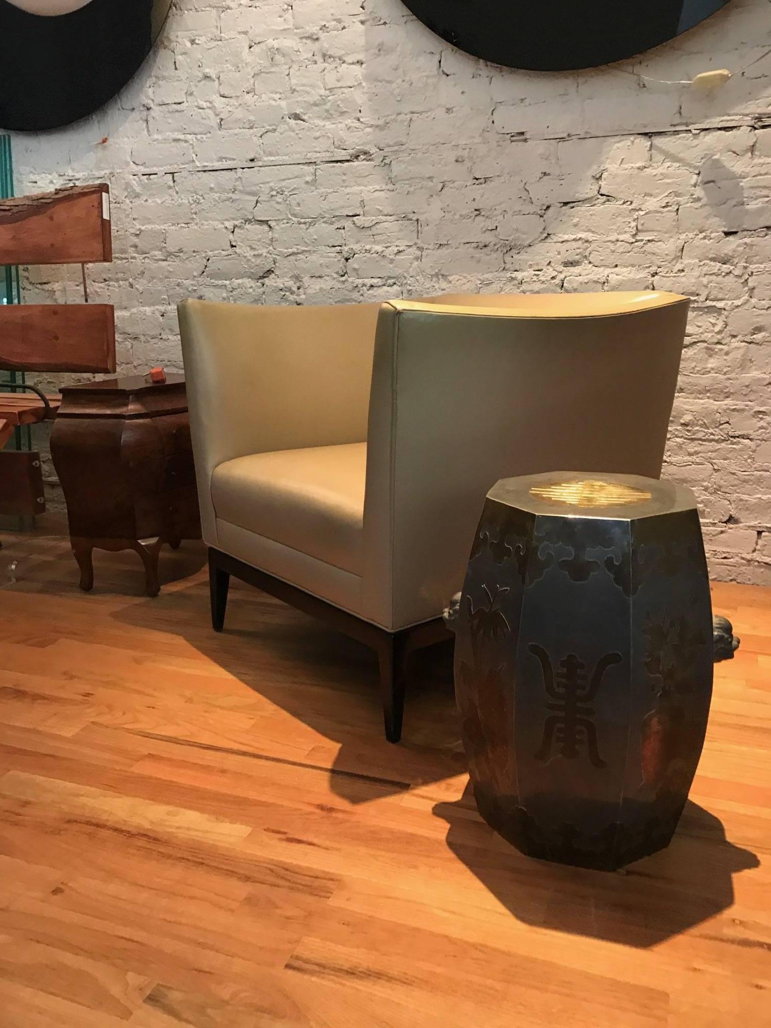 Chinese Pewter Garden Stool or Drinks Table In Good Condition In Chicago, IL