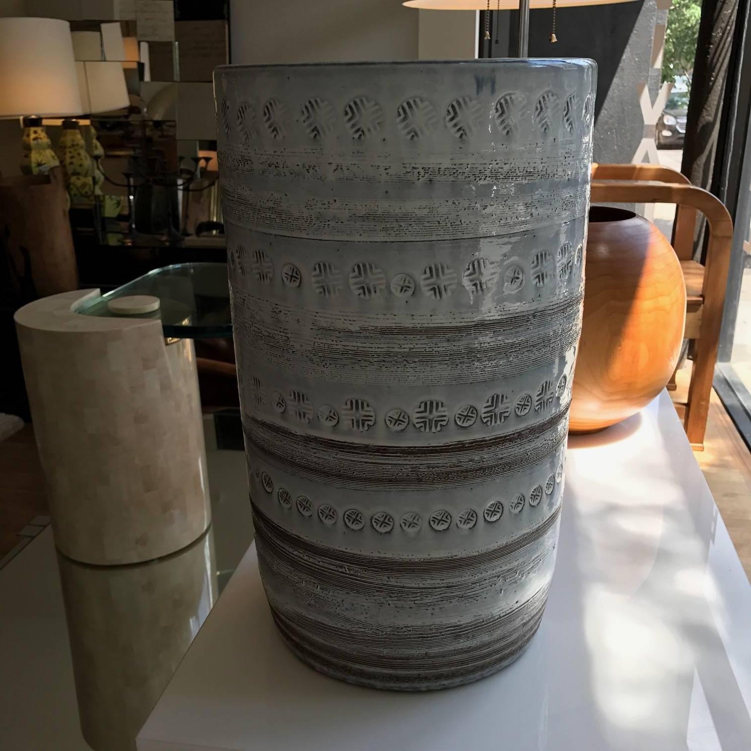 Tall Bitossi Glazed Ceramic Umbrella Stand or Vase 3