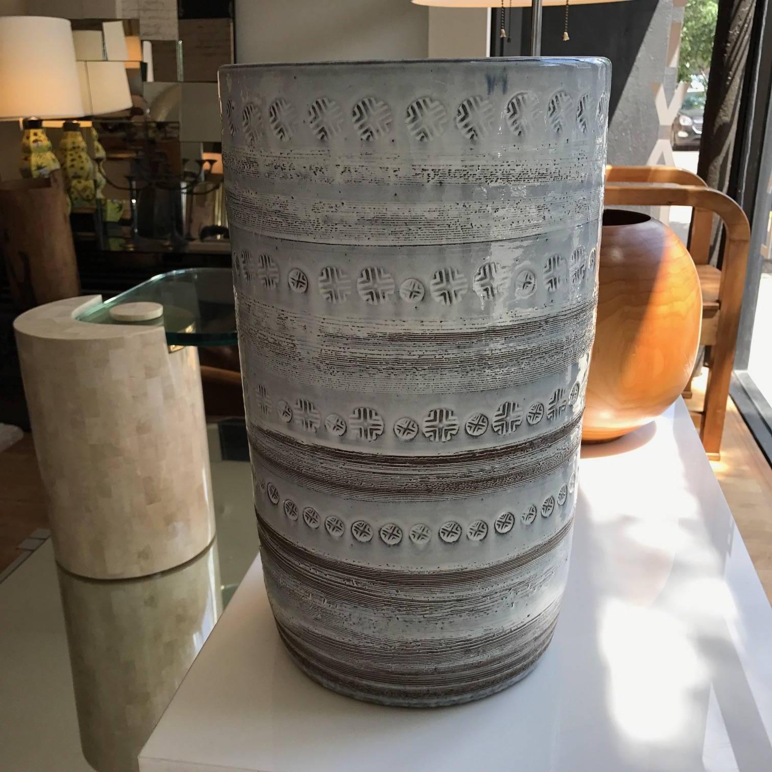 Tall Bitossi Glazed Ceramic Umbrella Stand or Vase 4