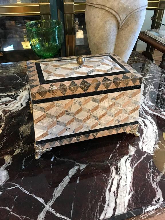 Large Maitland Smith Tessolated Stone Decorative Box at 1stDibs