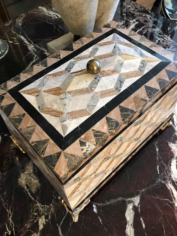 Large Maitland Smith Tessolated Stone Decorative Box at 1stDibs