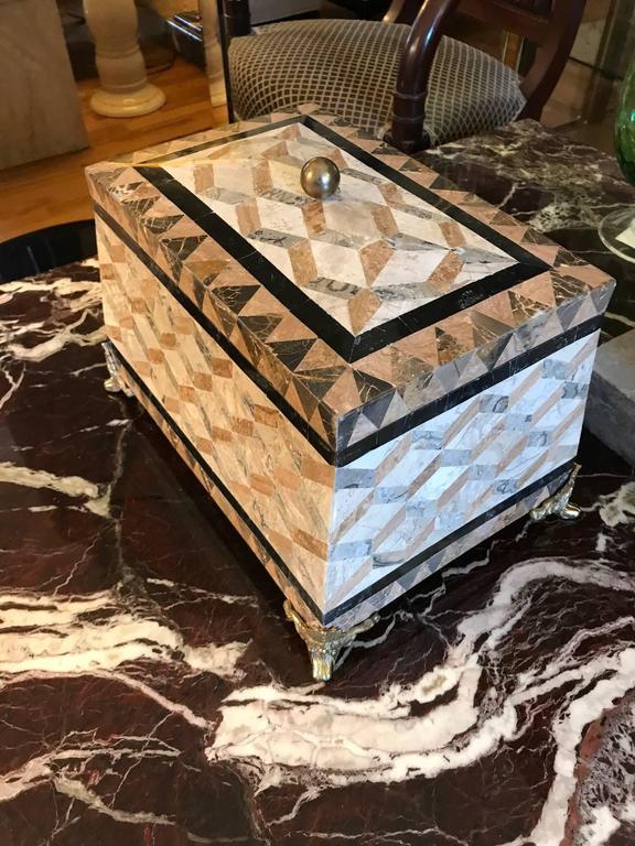 Large Maitland Smith Tessolated Stone Decorative Box at 1stDibs
