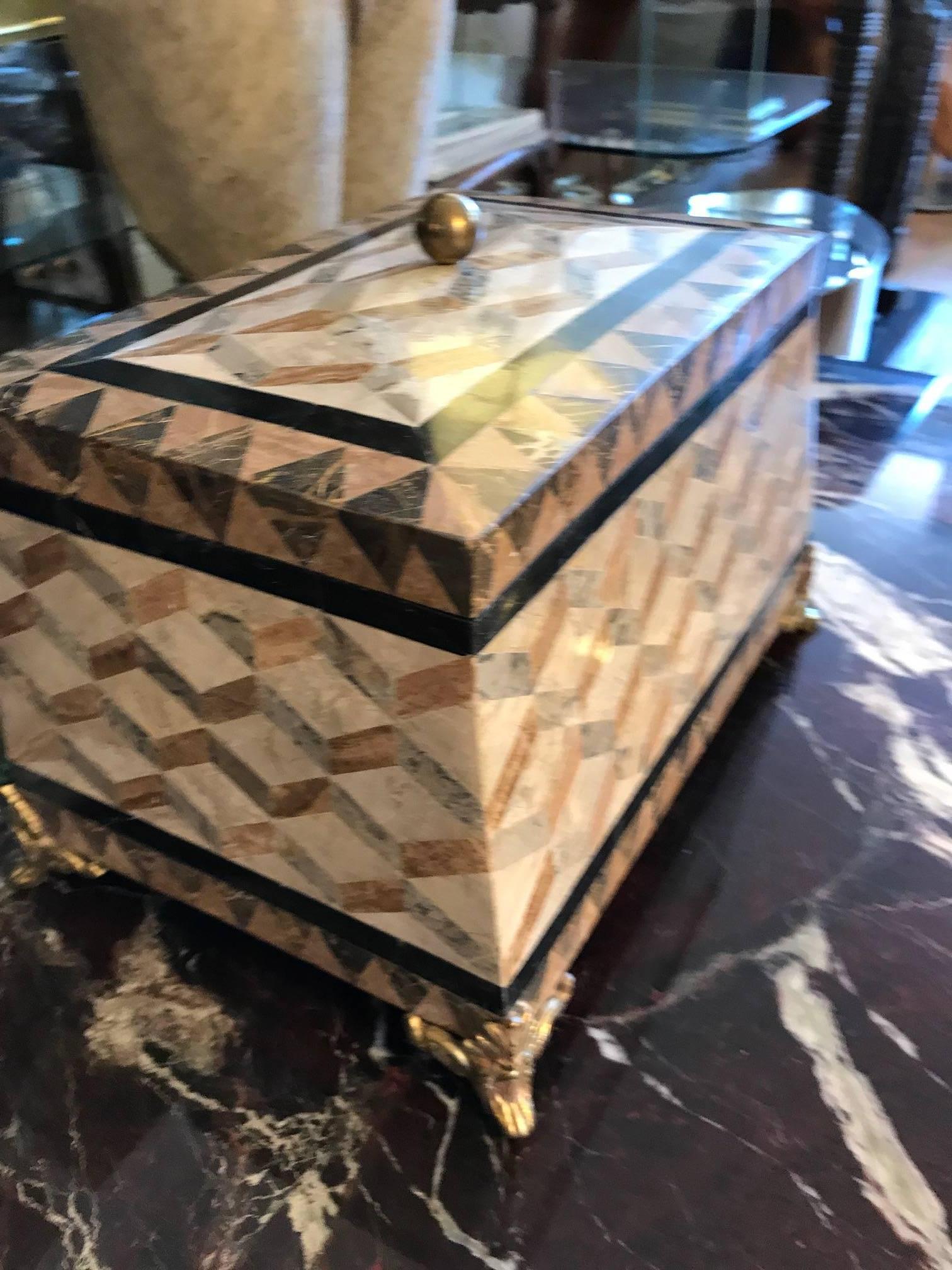 Large Maitland Smith Tessolated Stone Decorative Box 2