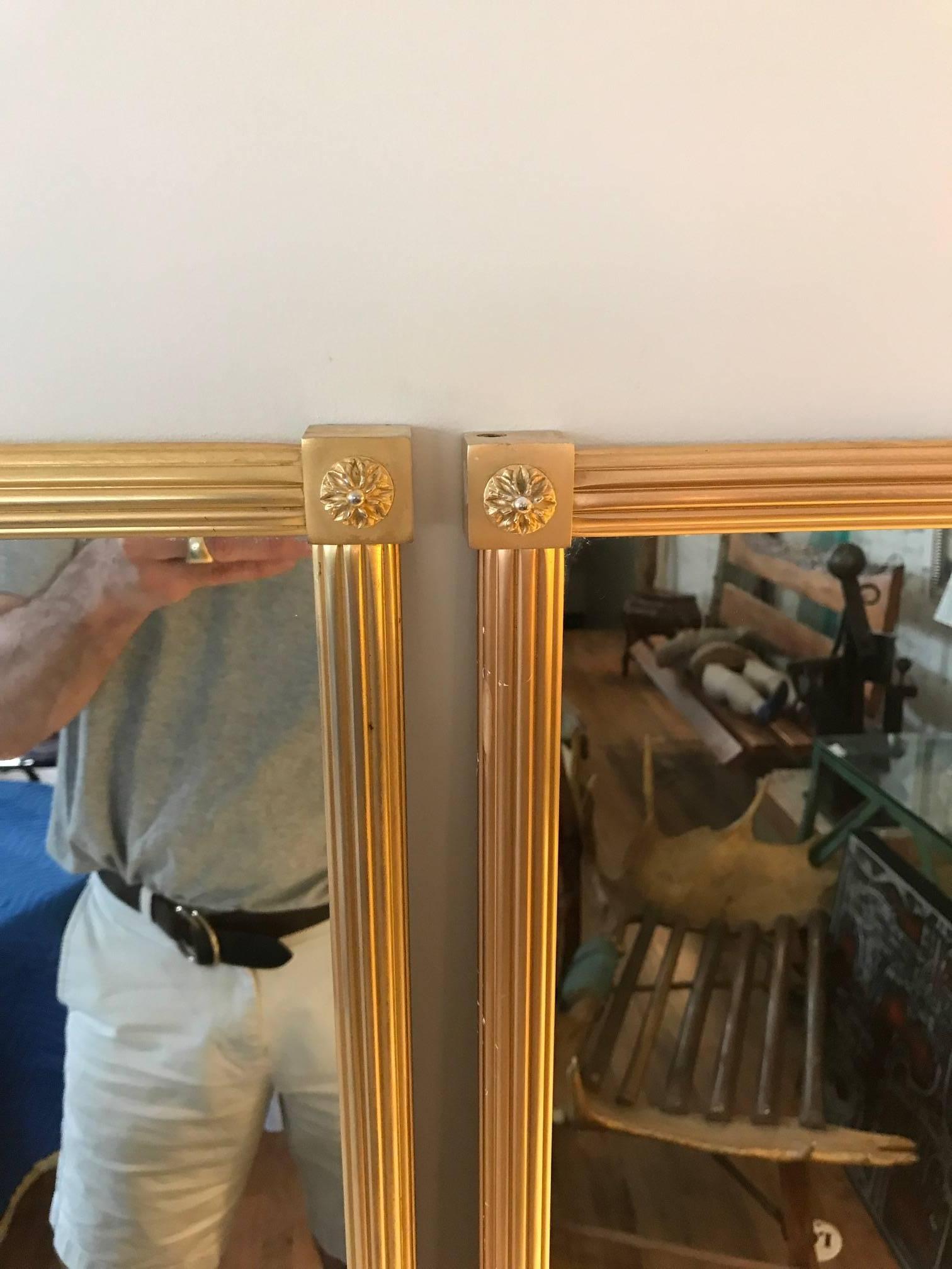 Pair of French Gilt Bronze Maison Bagues Neoclassic Mirrors 2