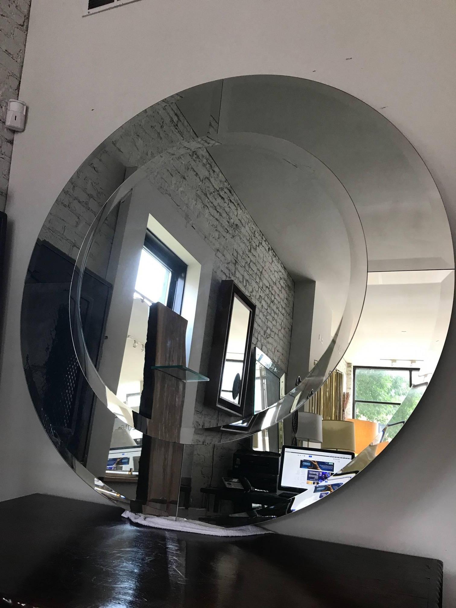 Karl Springer Round Large Saturn Mirror In Good Condition In Chicago, IL