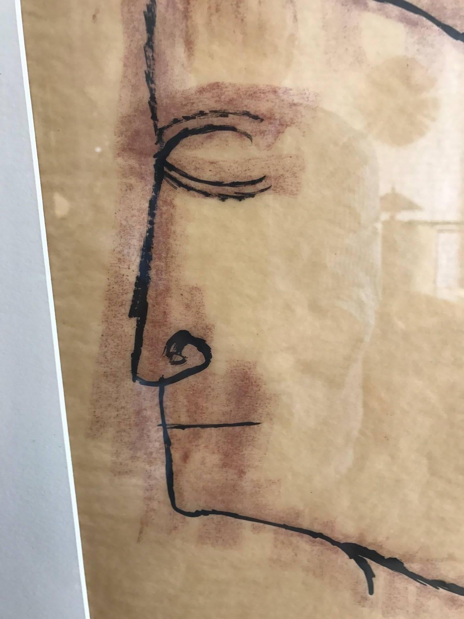 Mid-20th Century Ben Shahn Drawing Entitled Profile