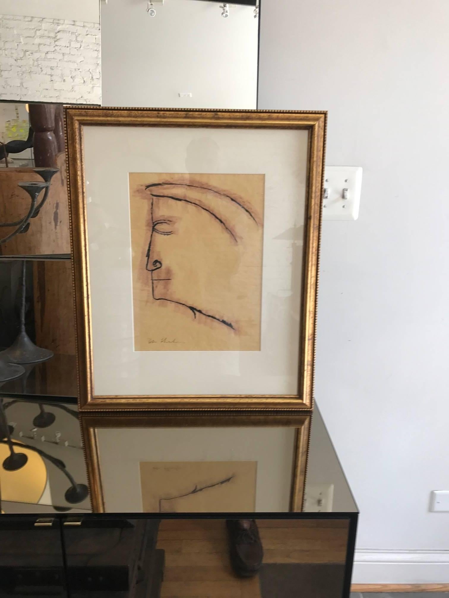 Paper Ben Shahn Drawing Entitled Profile