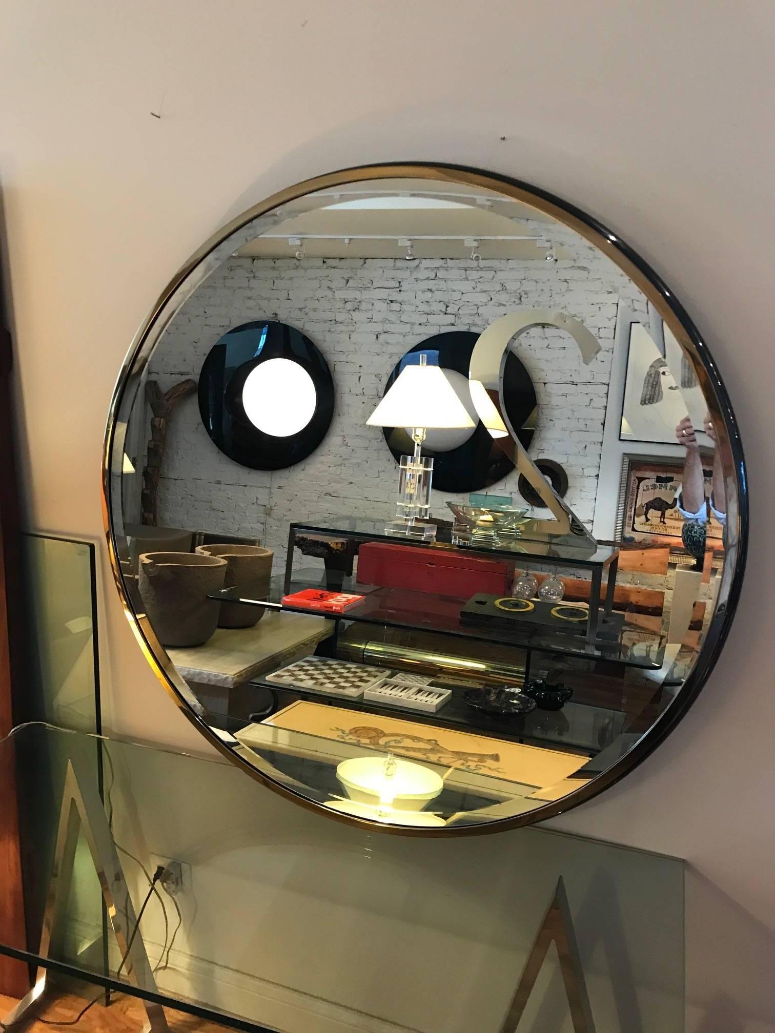 gunmetal round mirror