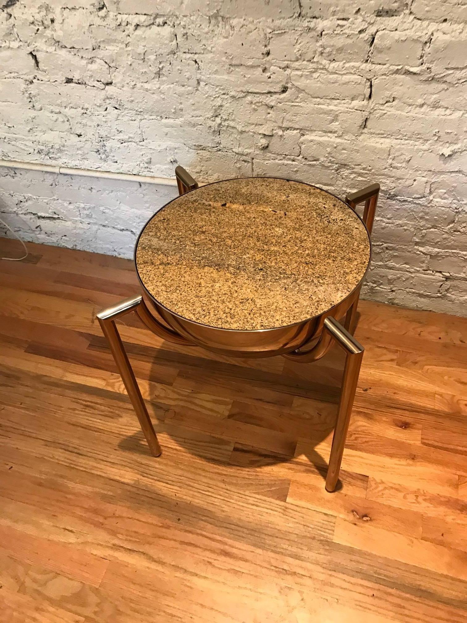 Polished Brueton Bronze Side or End Table by J Wade Beam