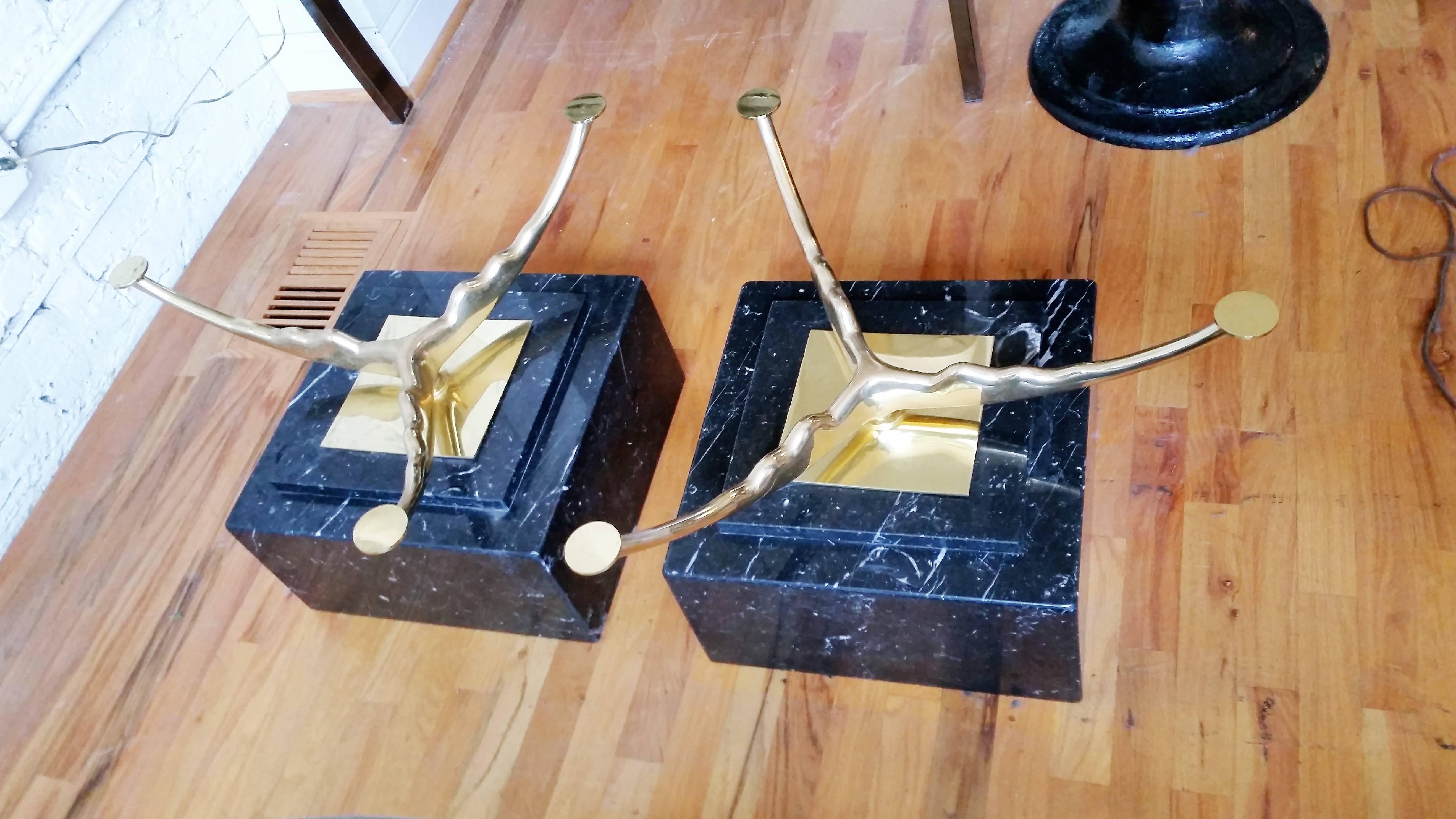 Mid-Century Modern Italian Marble Brass and Glass Coffee Table