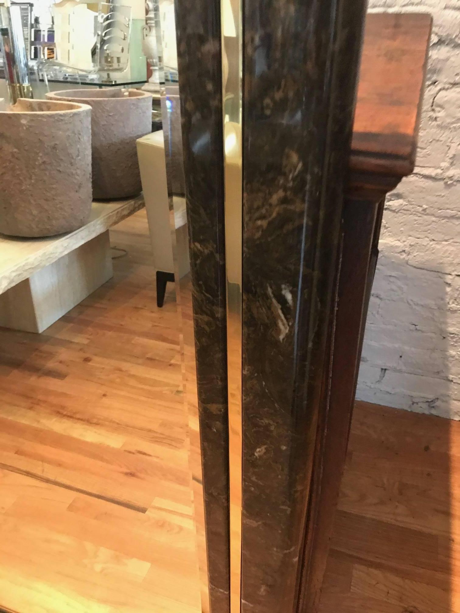 Marble and Brass Mid-Century Mirror in the Style of Karl Springer 2