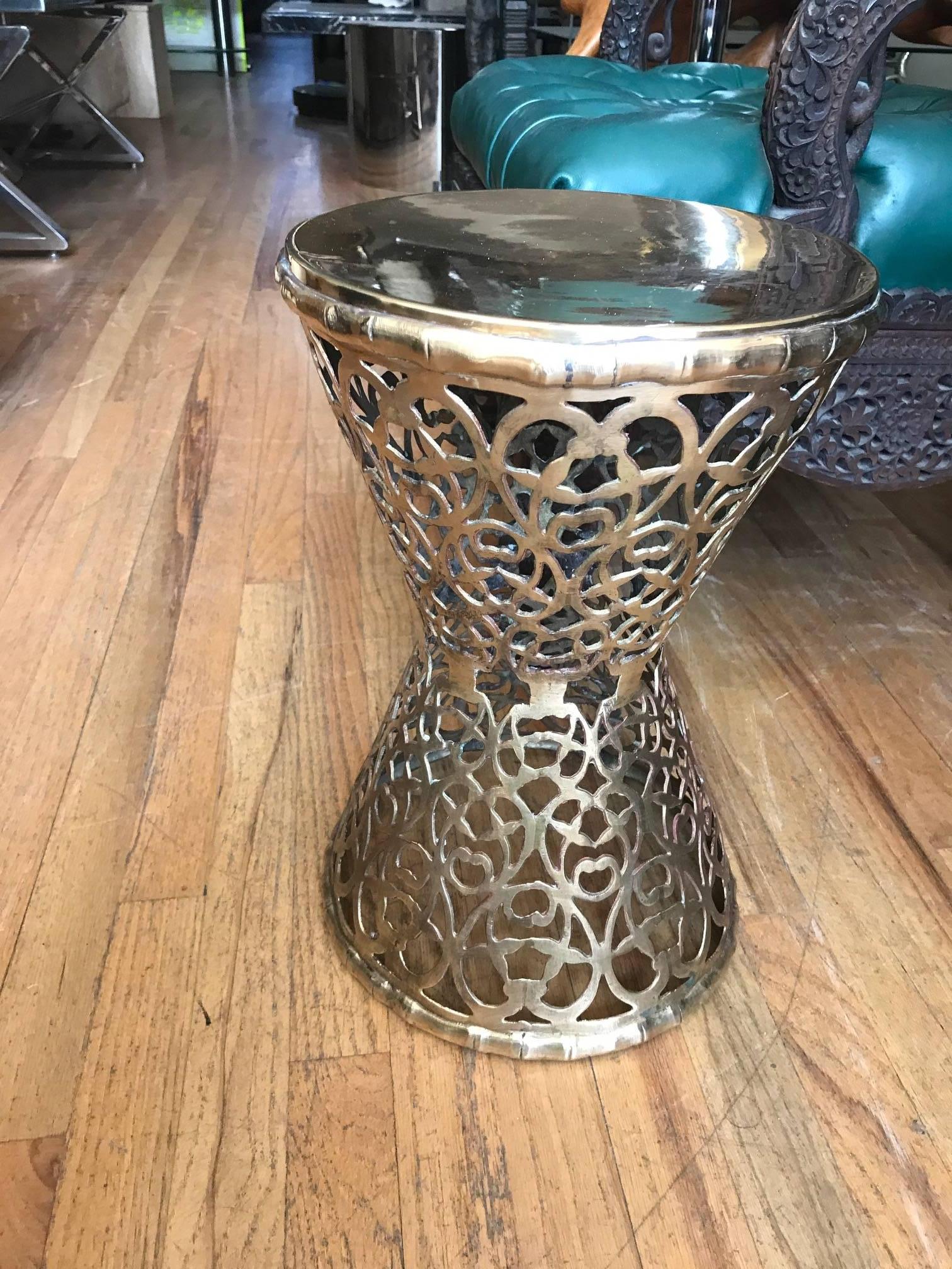 Moorish Moroccan Pierced Brass End or Side Table