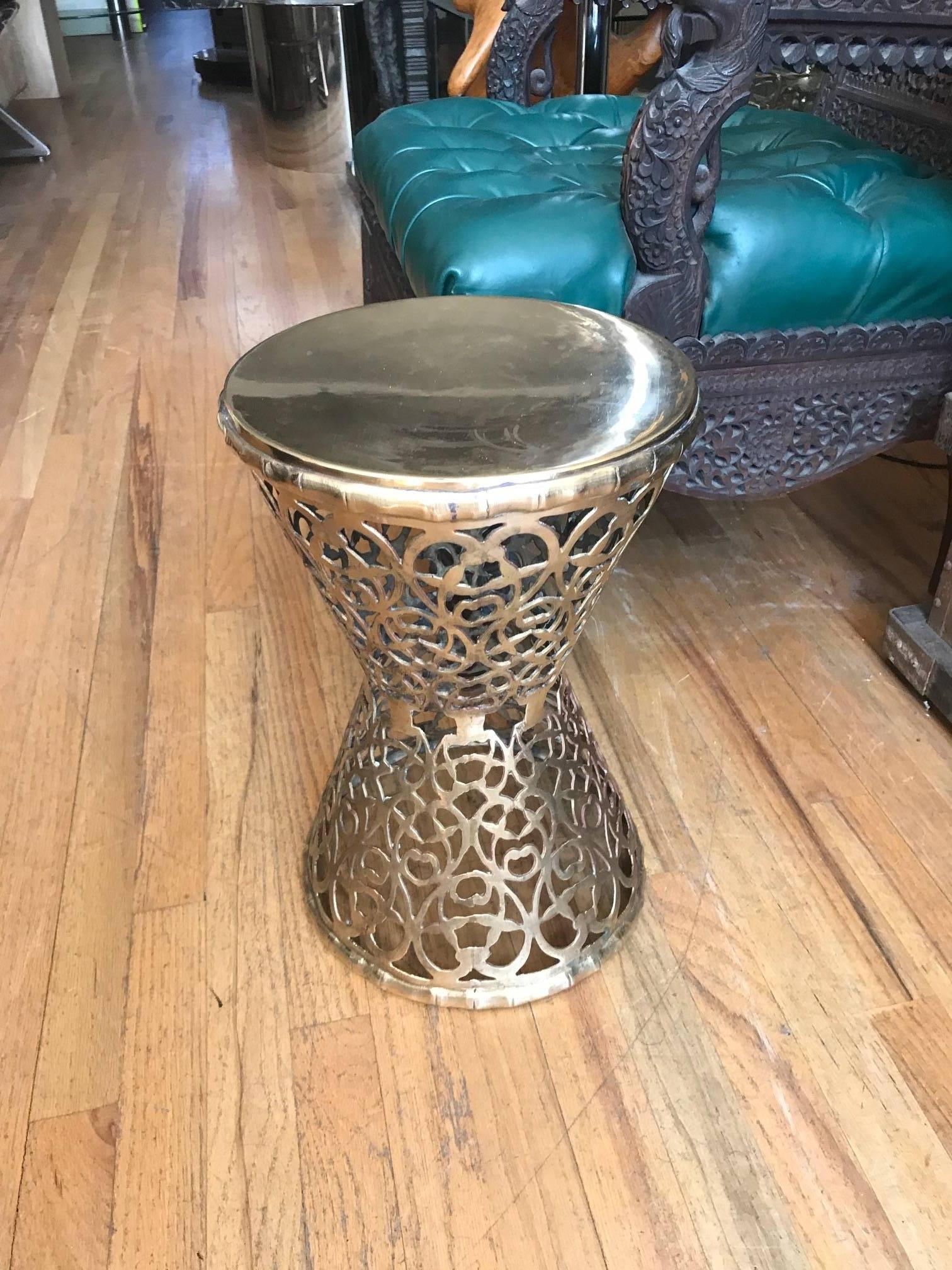 20th Century Moroccan Pierced Brass End or Side Table