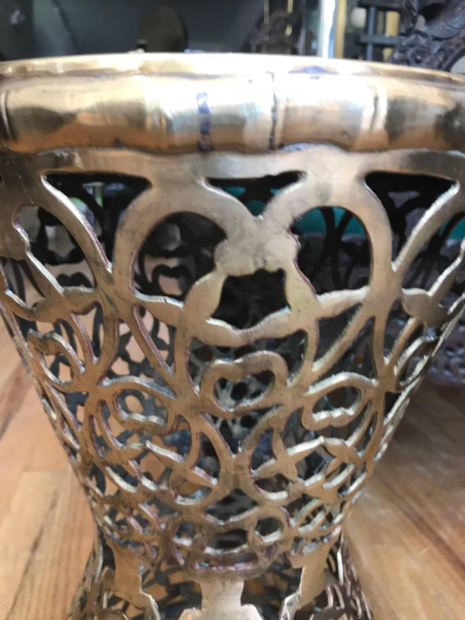 Moroccan Pierced Brass End or Side Table 3