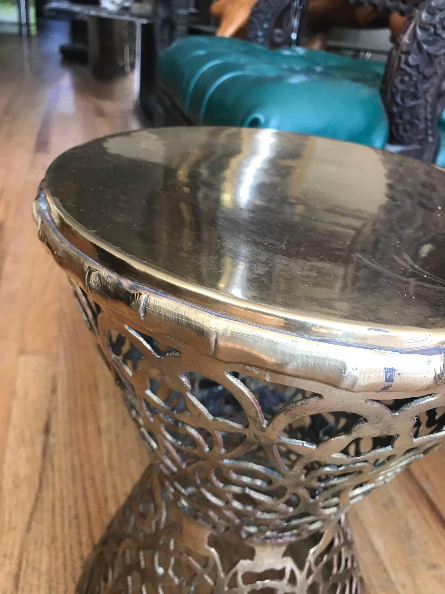 Moroccan Pierced Brass End or Side Table 4