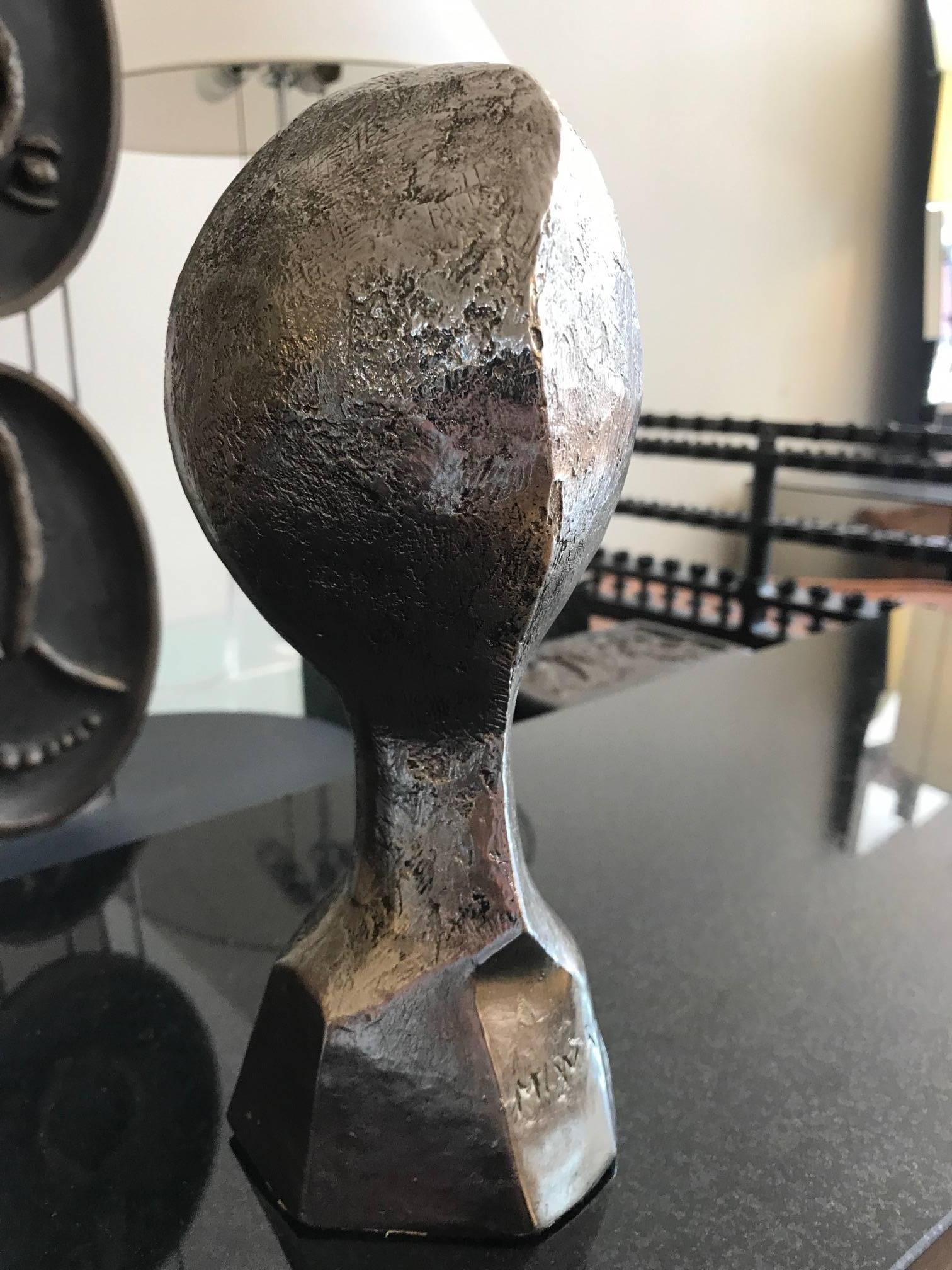 Brutalist Modernist Polished Steel Abstract Male Bust