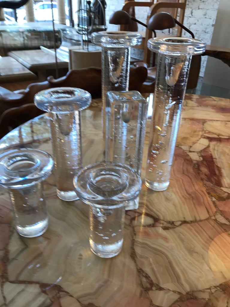Six Kosta Boda Clear Glass Candle Holders at 1stDibs