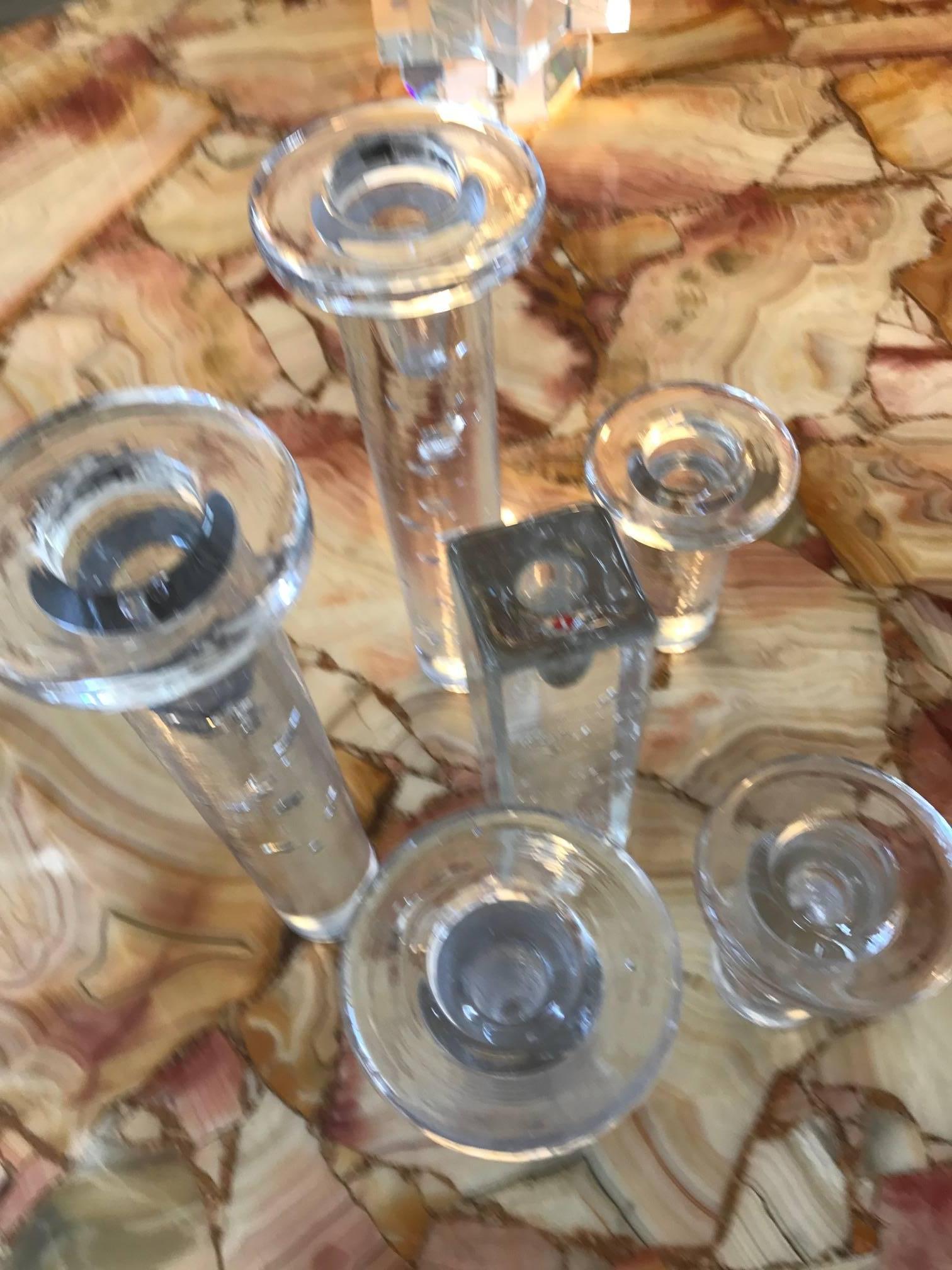 Late 20th Century Six Kosta Boda Clear Glass Candle Holders