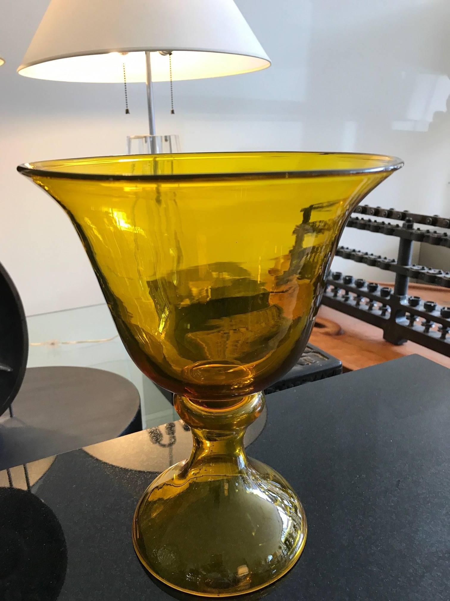 Large Blenko Glass Chalice Form Pedestal Vase 2
