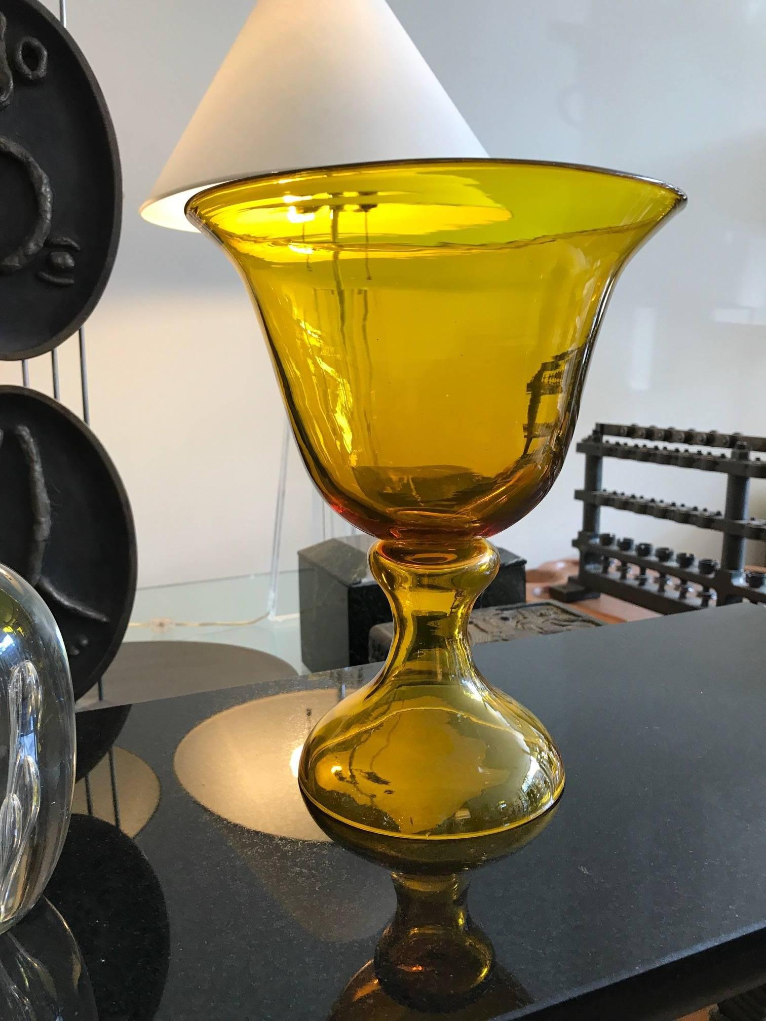 Large Blenko Glass Chalice Form Pedestal Vase 3