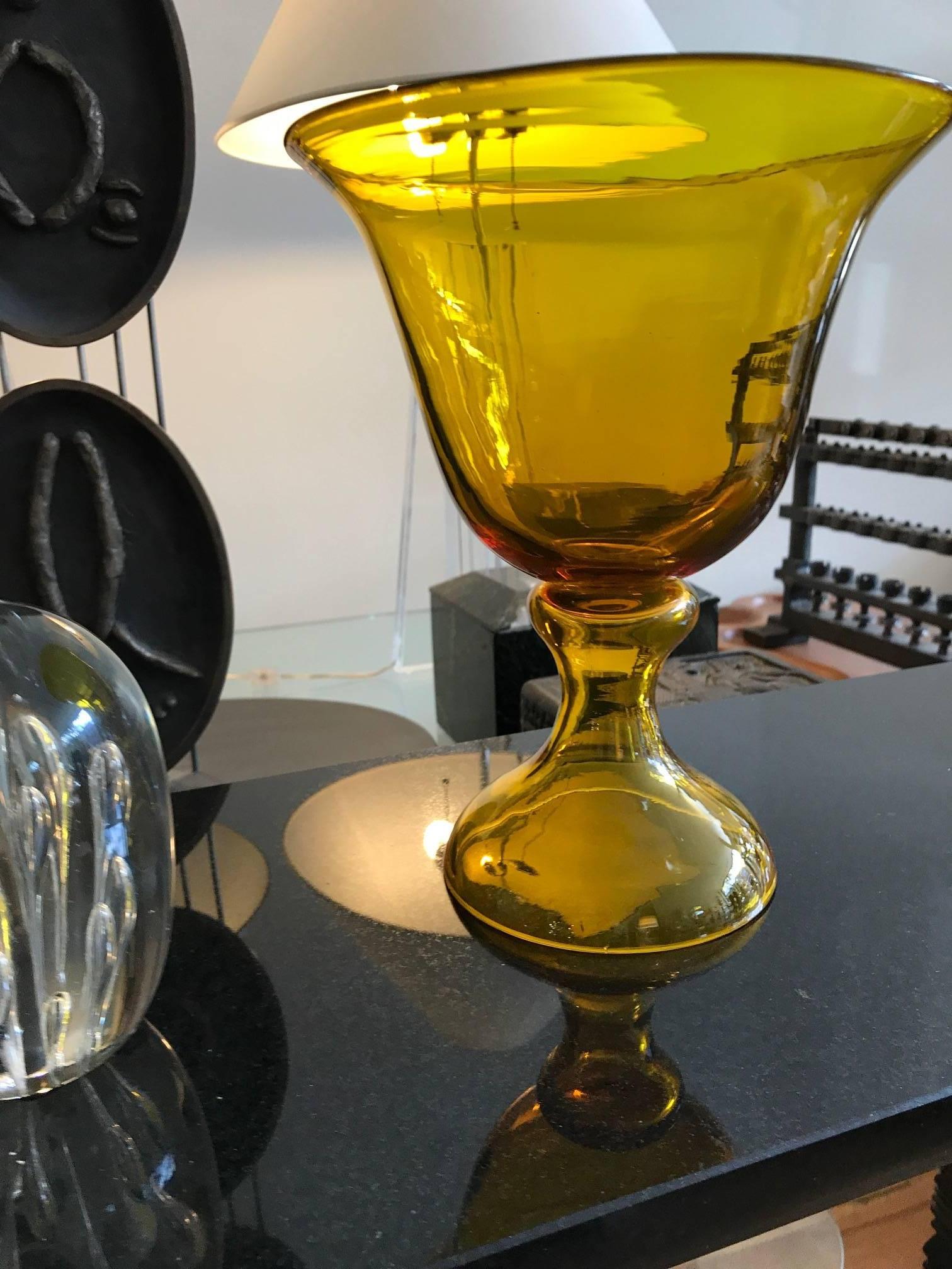 Large Blenko Glass Chalice Form Pedestal Vase 4