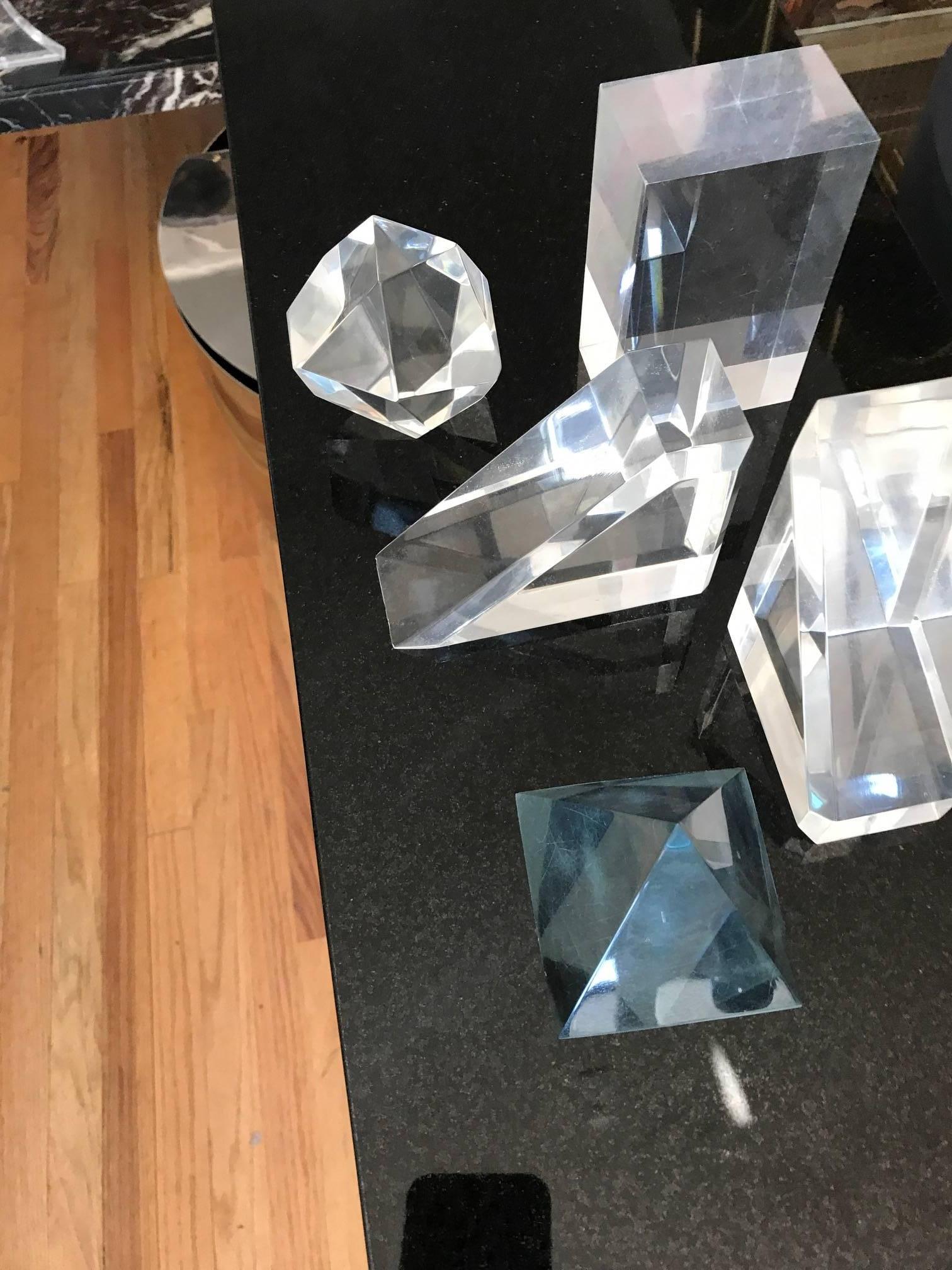 Set of Five Lucite Decorative Geometric Sculptures 3