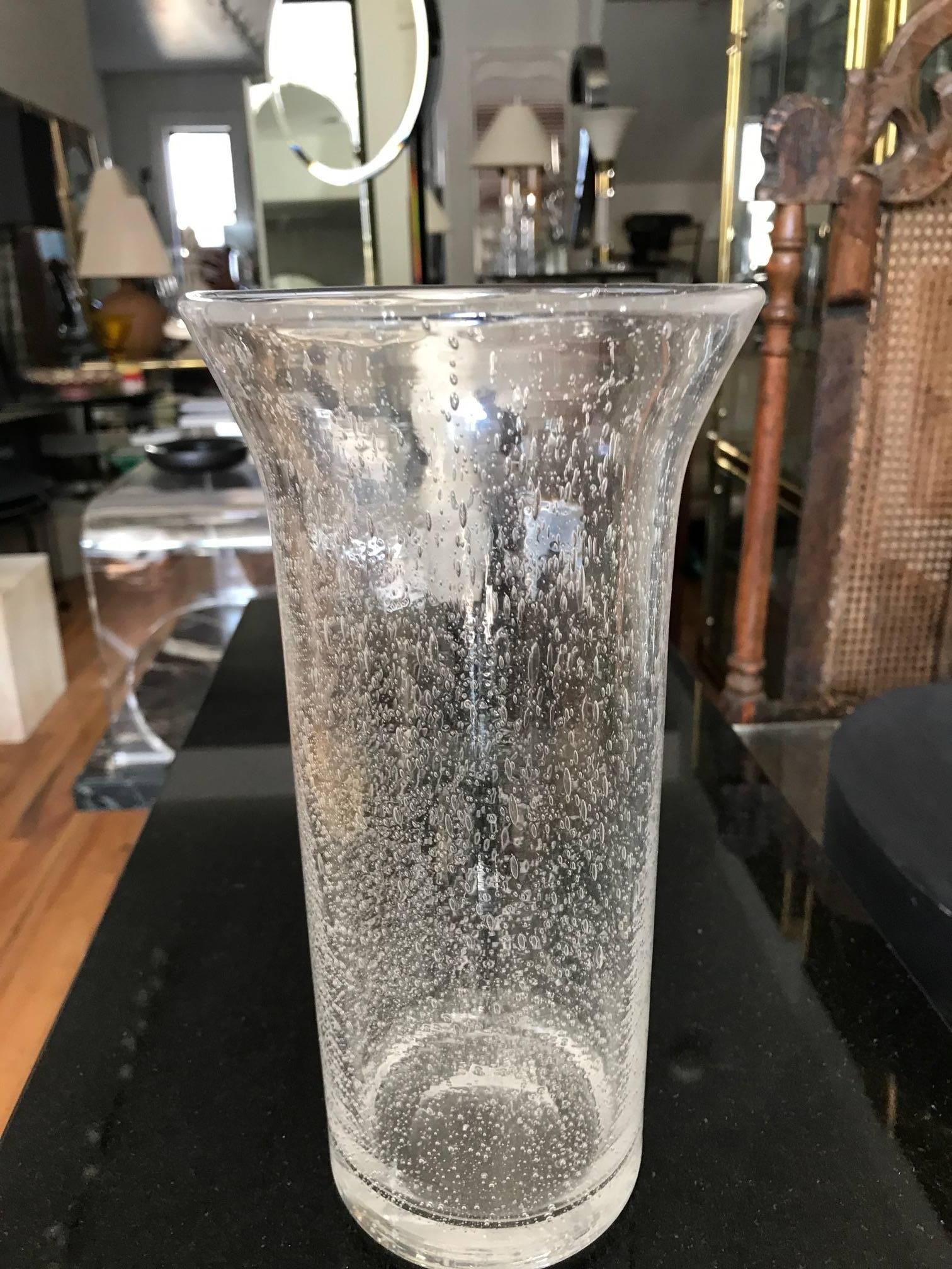 Swedish Murano Clear Glass Vase with Bubble Inclusions