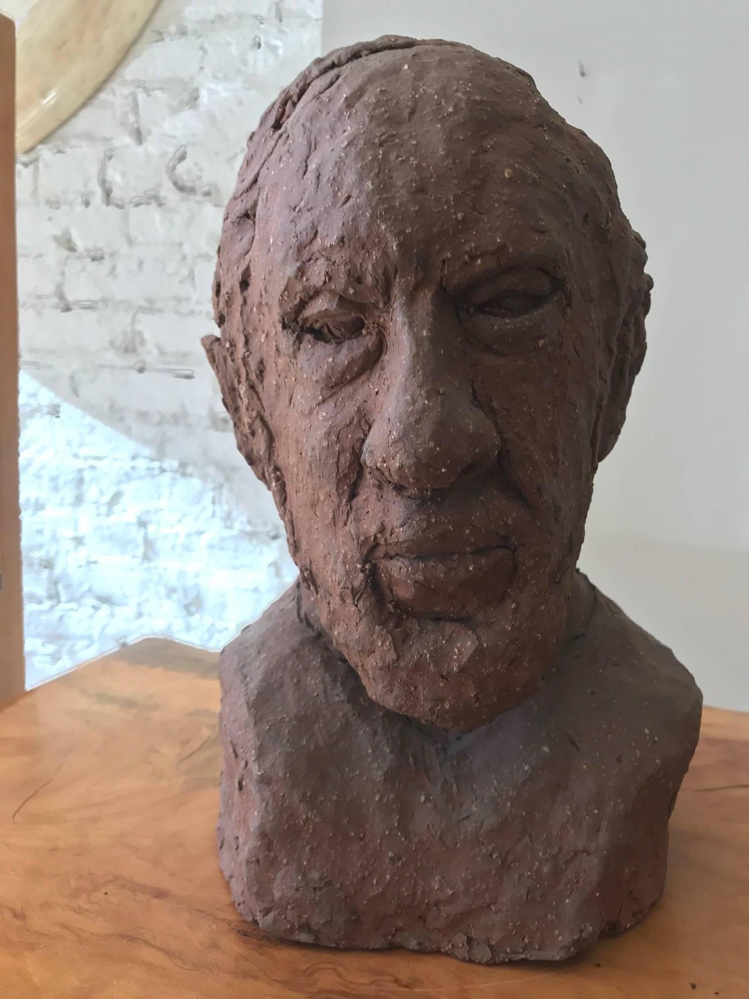 Midcentury Terracotta Bust of a Man by Joyce Pines In Good Condition For Sale In Chicago, IL