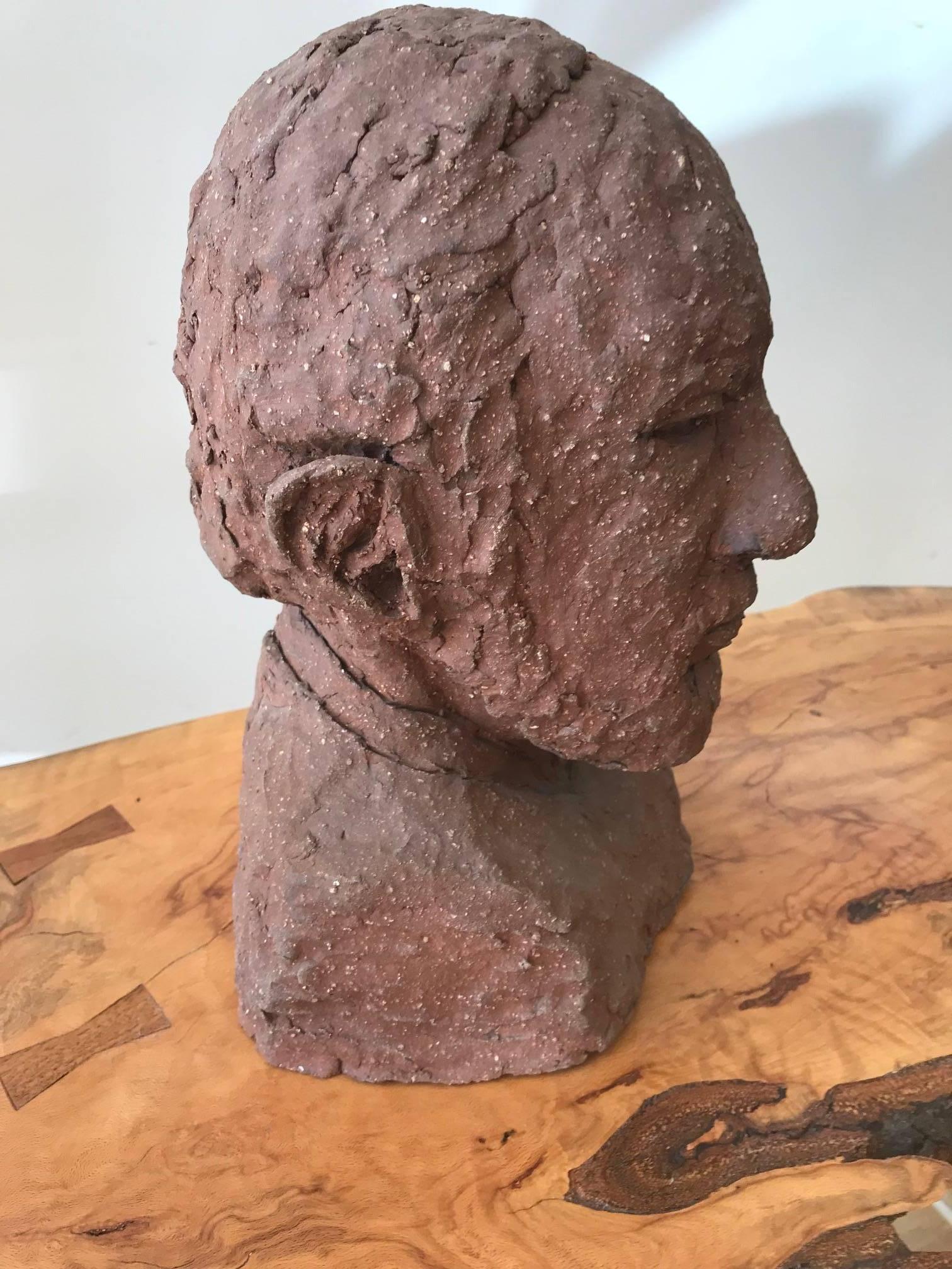 Midcentury Terracotta Bust of a Man by Joyce Pines For Sale 1