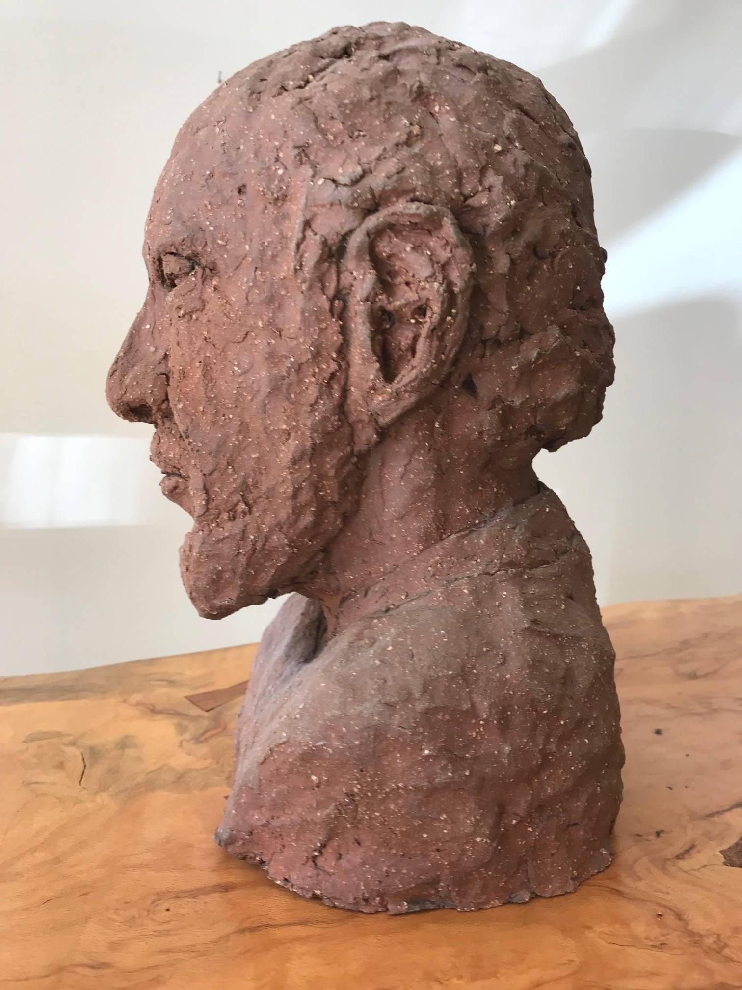 Midcentury Terracotta Bust of a Man by Joyce Pines For Sale 2