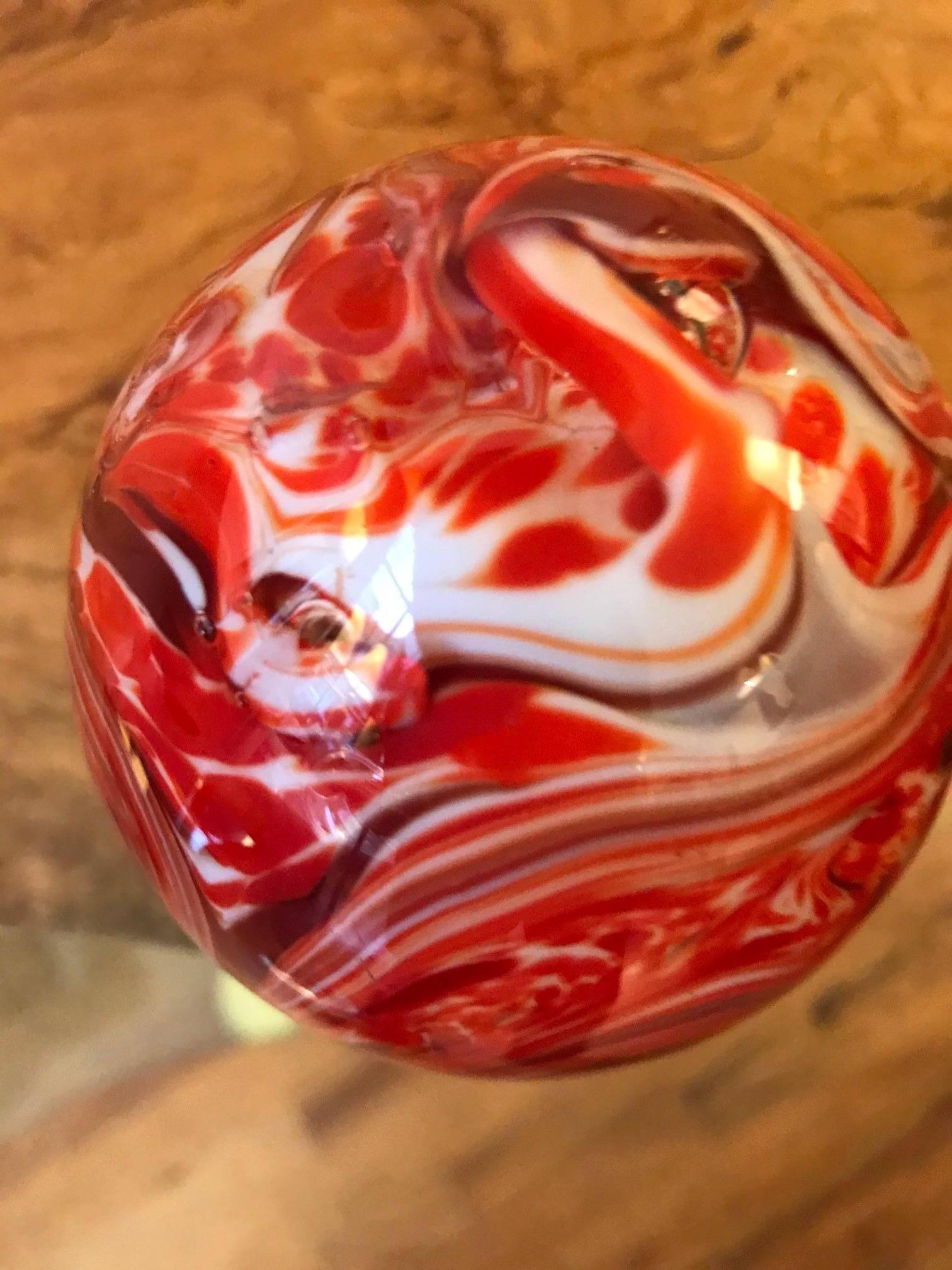 20th Century Large Egg Shaped Murano Art Glass Swirl Paperweight