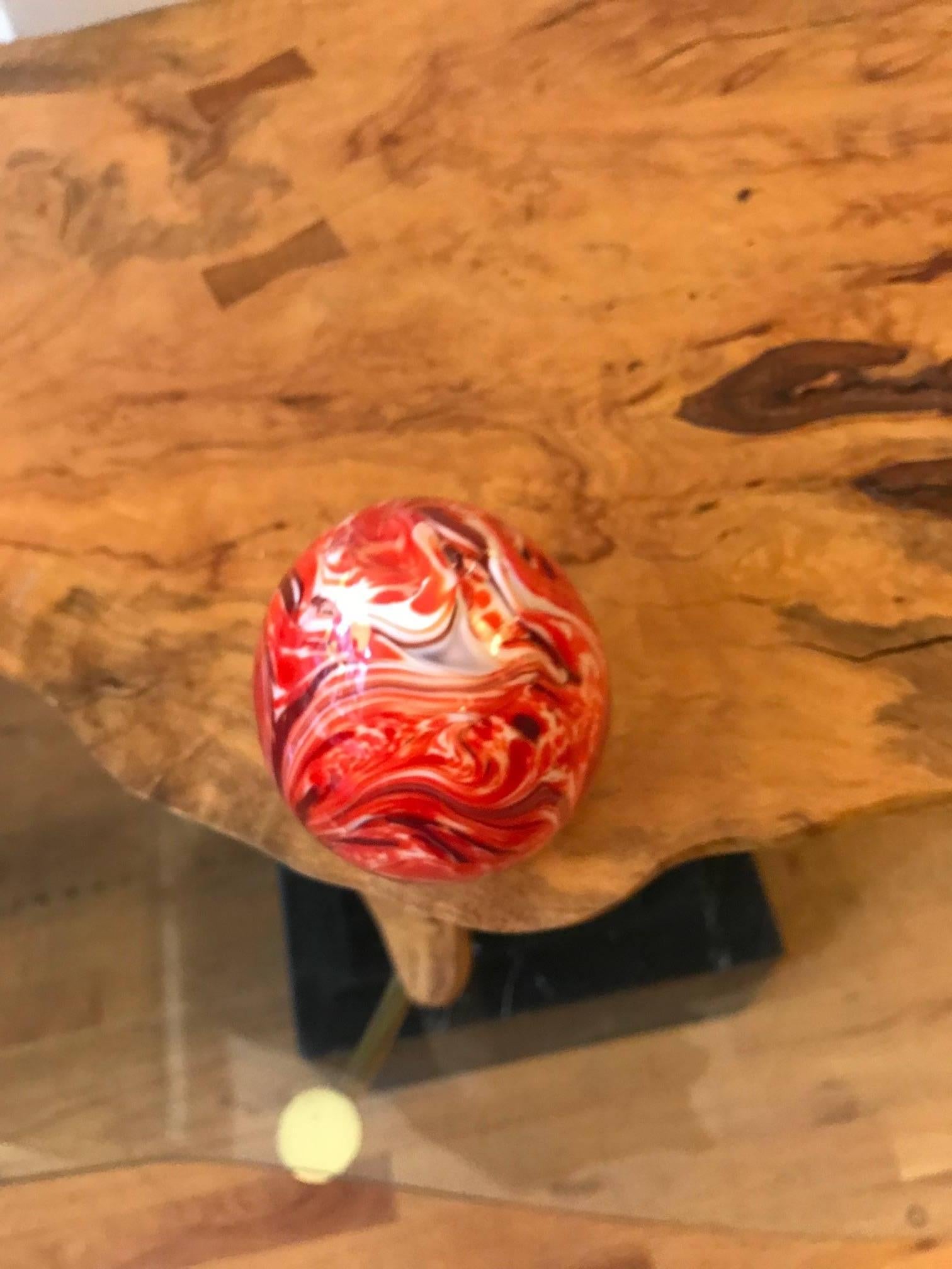 Blown Glass Large Egg Shaped Murano Art Glass Swirl Paperweight