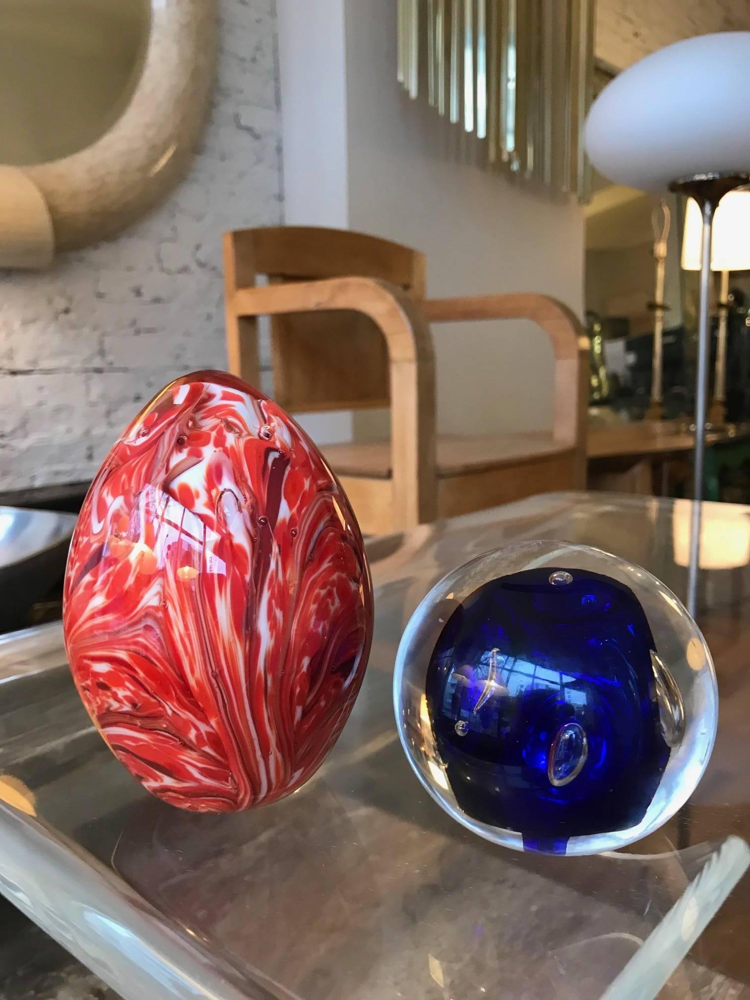 Large Egg Shaped Murano Art Glass Swirl Paperweight 2